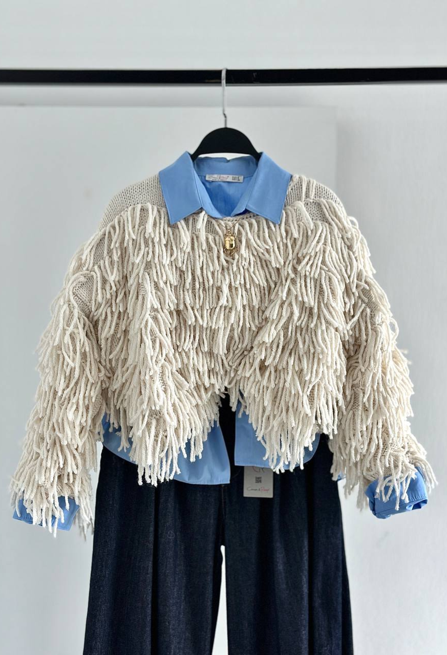 Beige Sweater Oversized Casual Round Neck - Brand: Cream Rouge - Women & Kids, Baby Clothes Wholesale - TheBS Women