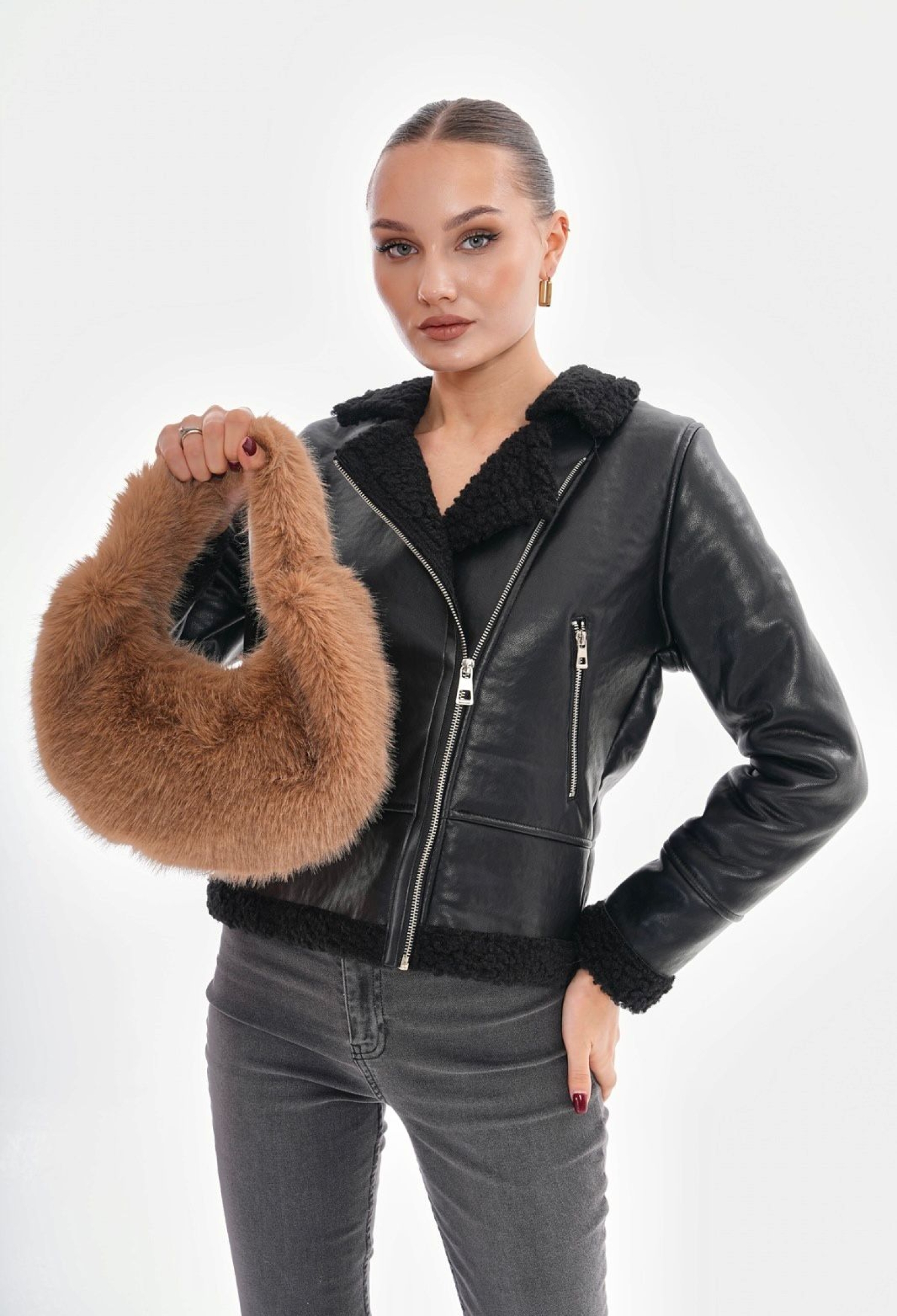 Plush Bag - Camel - Brand: Axesoire - Women & Kids, Baby Clothes Wholesale - TheBS Women