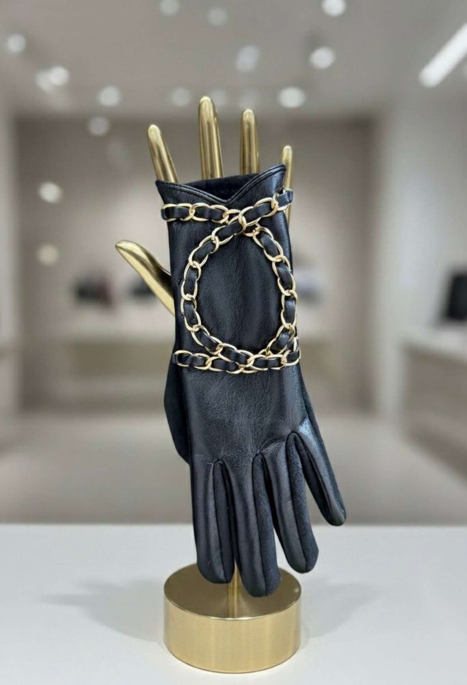 Chain Detailed Pu Leather Gloves - Black - Brand: Axesoire - Women & Kids, Baby Clothes Wholesale - TheBS Women