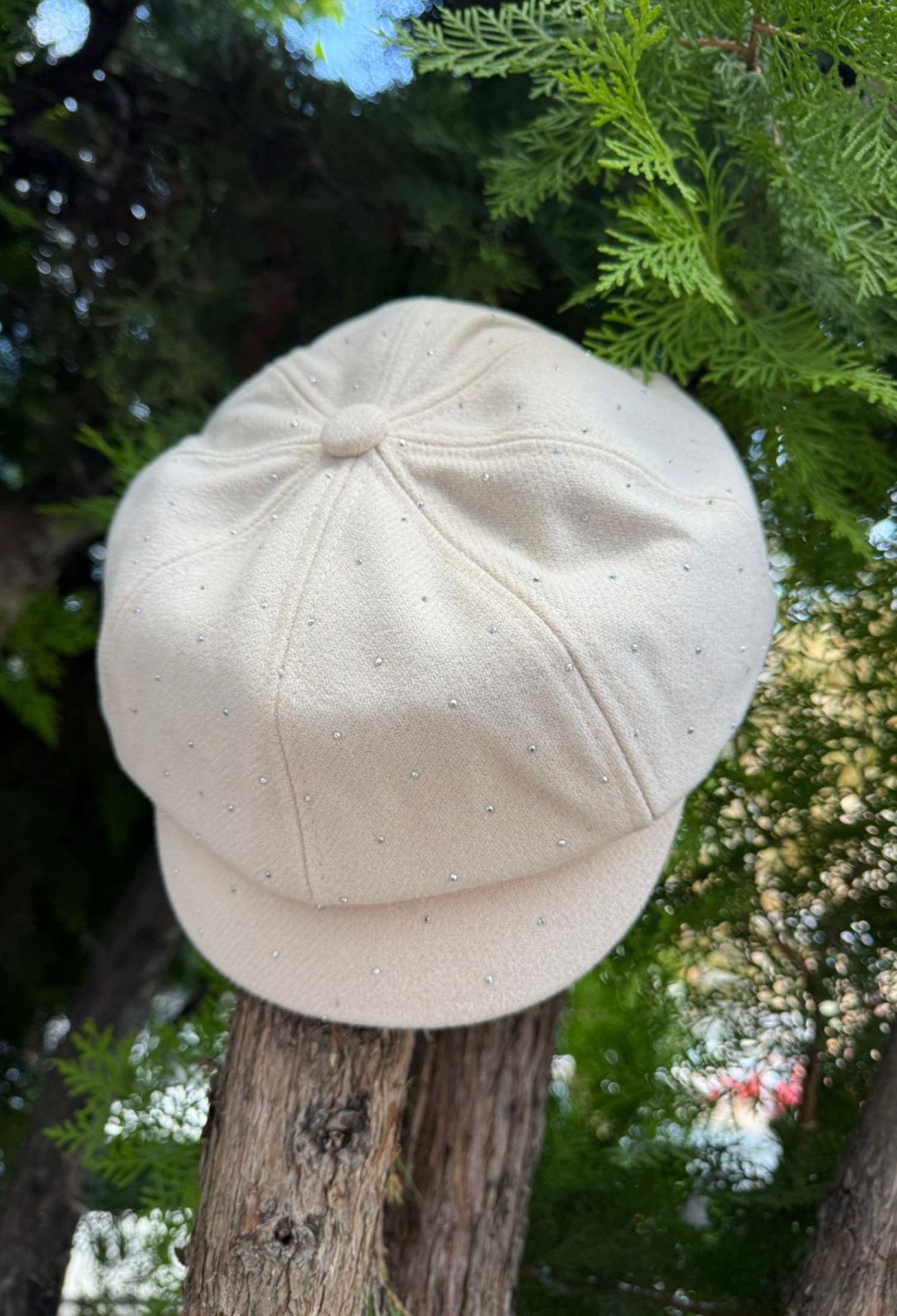 Elegant Beige Hat With Sequined Pattern - Brand: Axesoire - Women & Kids, Baby Clothes Wholesale - TheBS Women