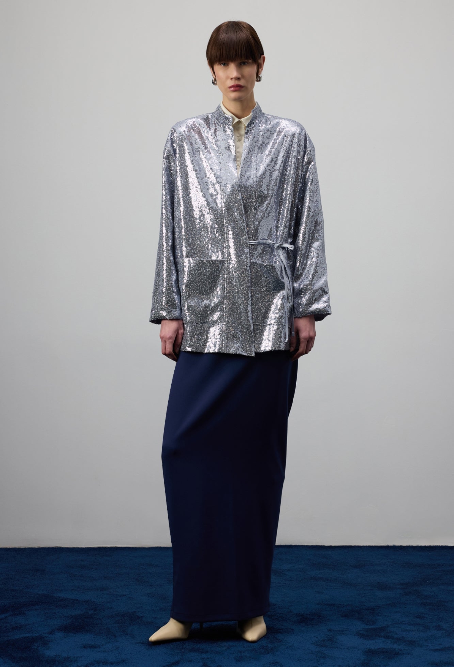 Silver Ethnic Elegant Sequined Kimono - Brand: Touche Prive - Women & Kids, Baby Clothes Wholesale - TheBS Women