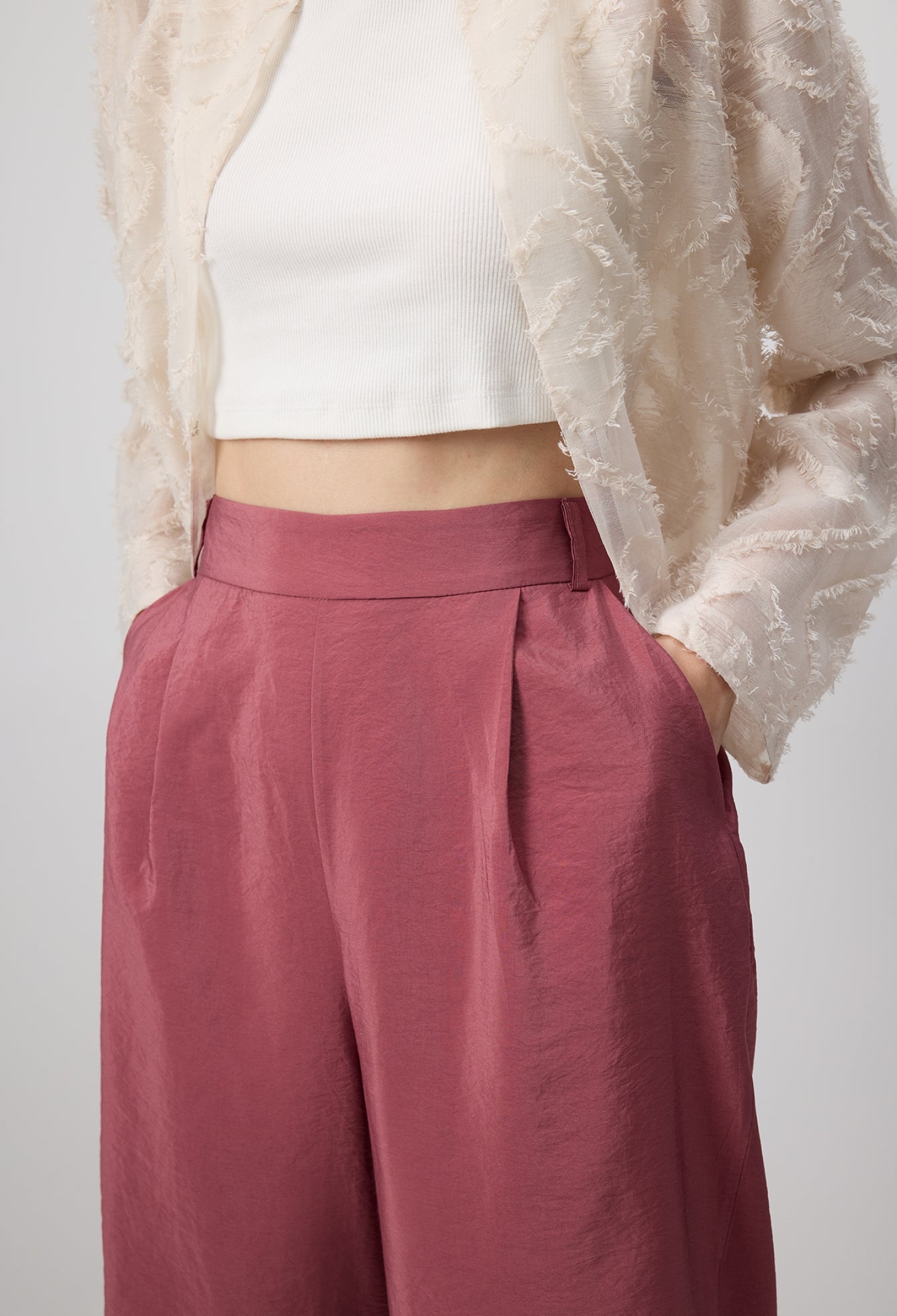 Claret Red Palazzo Pants With High Waist - Brand: Touche Prive - Women & Kids, Baby Clothes Wholesale - TheBS Women