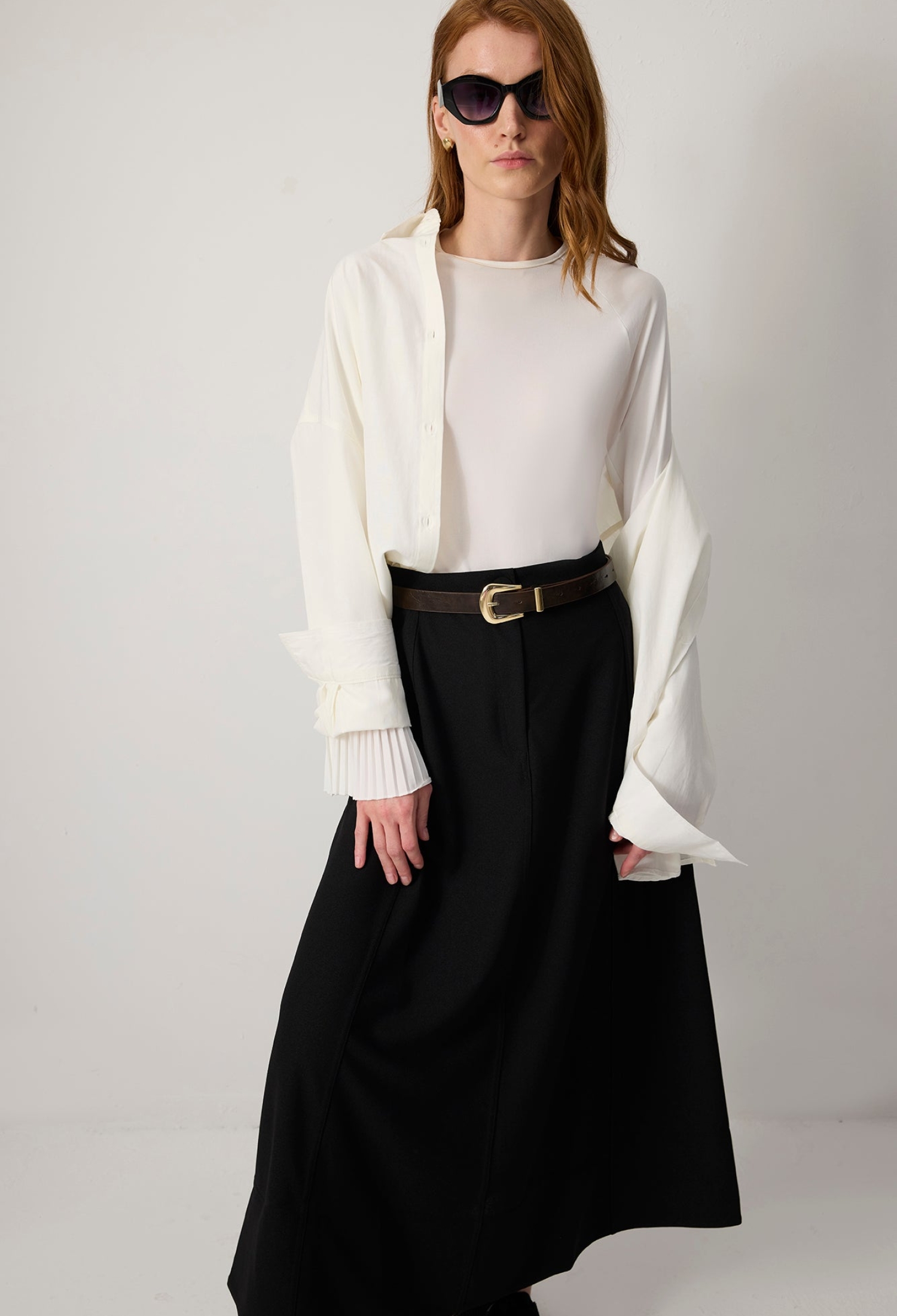 Black A-Line Maxi Skirt With High Waist And Button Closure - Brand: Touche Prive - Women & Kids, Baby Clothes Wholesale - TheBS Women