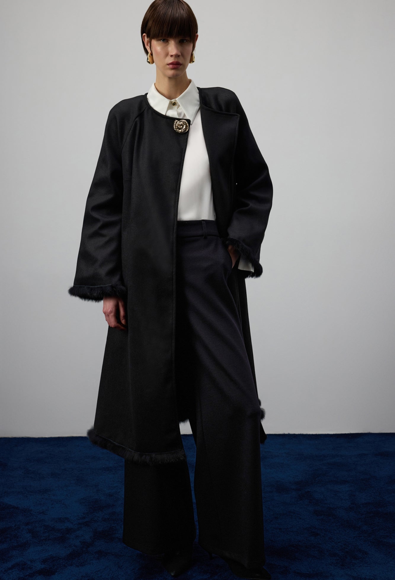 Black Elegant Single-Breasted Coat - Brand: Touche Prive - Women & Kids, Baby Clothes Wholesale - TheBS Women