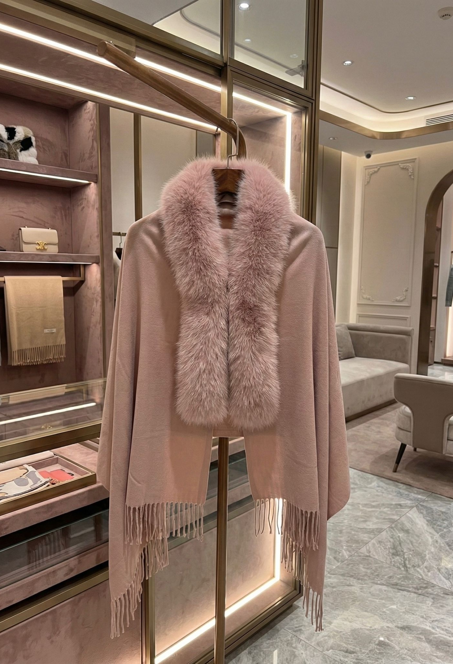 Pink Elegant Poncho With Shawl Collar - Brand: Axesoire - Women & Kids, Baby Clothes Wholesale - TheBS Women