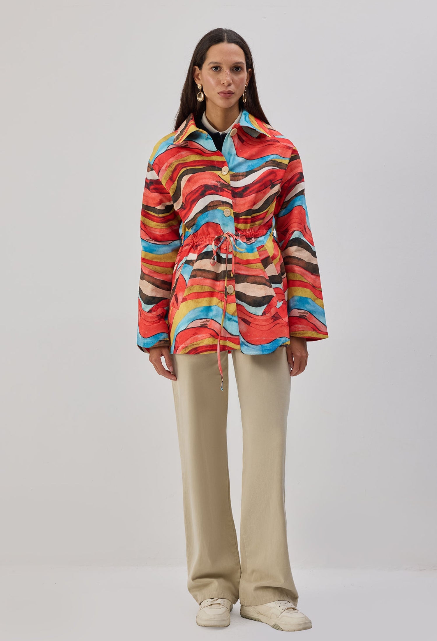 Red Trenchcoat - Elegant Single-Breasted Coat With Flap Pockets - Brand: Touche Prive - Women & Kids, Baby Clothes Wholesale - TheBS Women