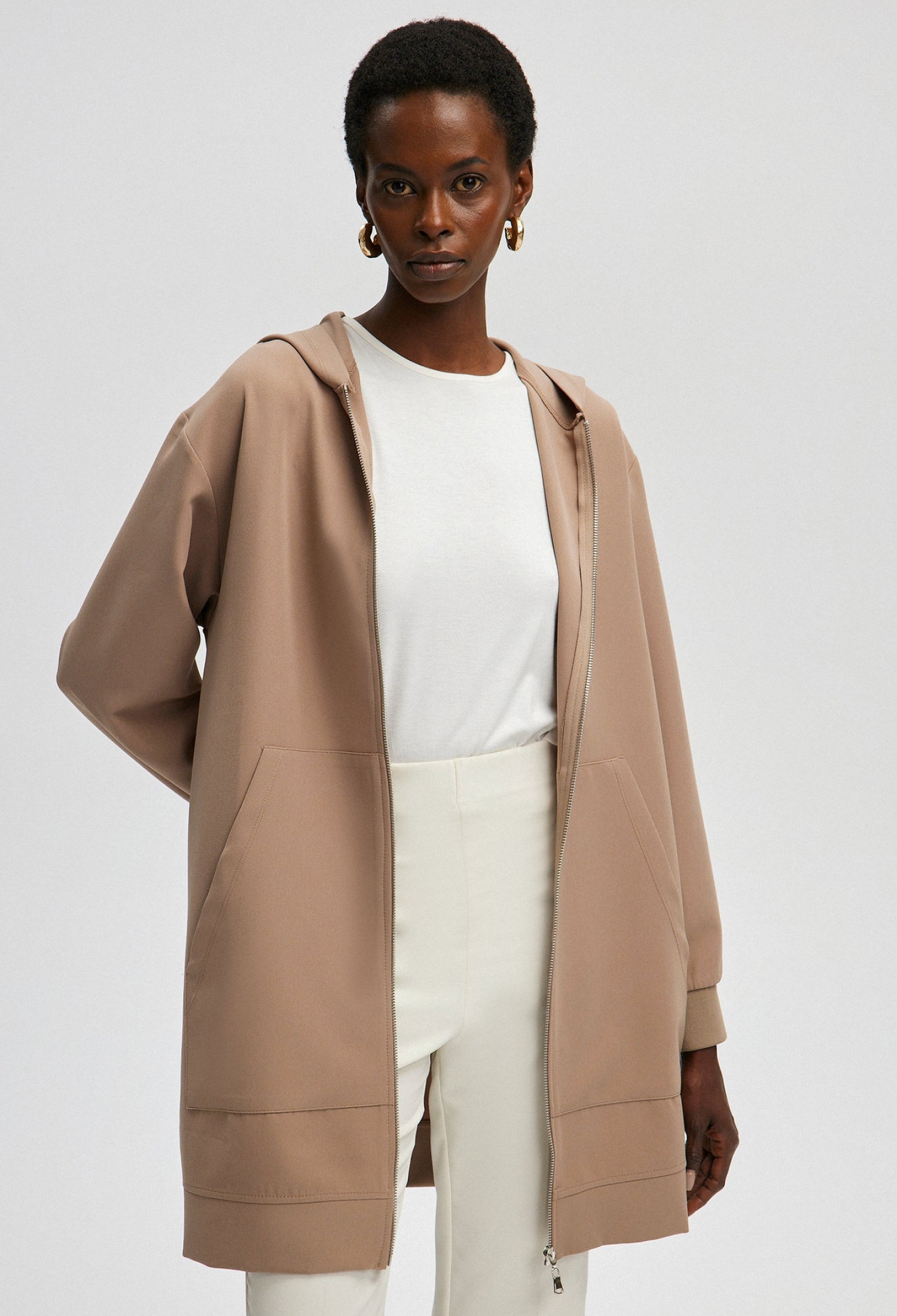 Beige Hooded Jacket - Brand: Touche Prive - Women & Kids, Baby Clothes Wholesale - TheBS Women