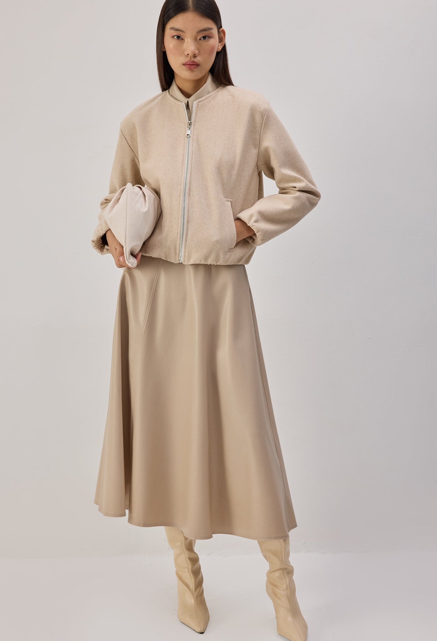 Beige Bomber Jacket - Brand: Touche Prive - Women & Kids, Baby Clothes Wholesale - TheBS Women