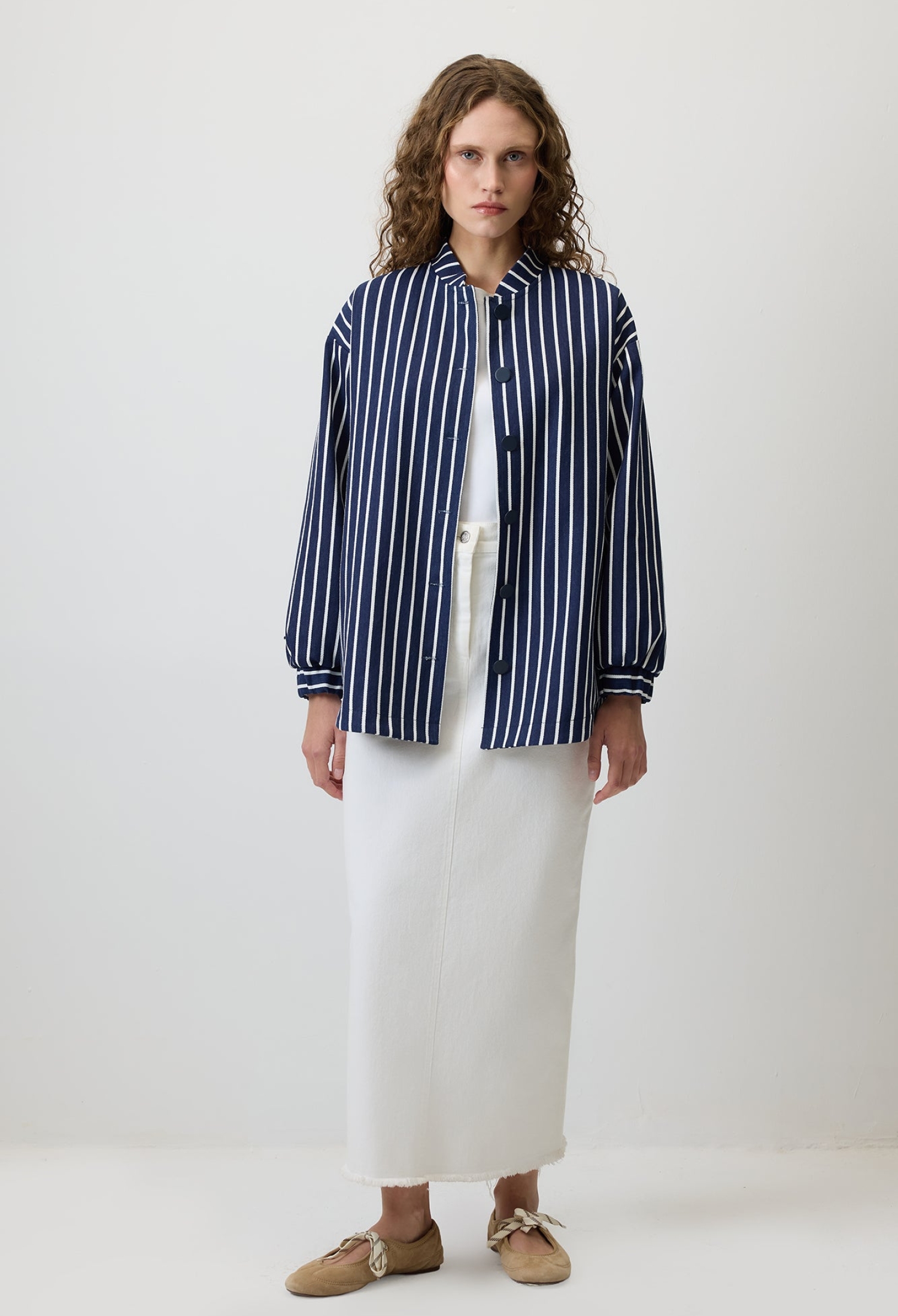 Overshirt Jacket With Striped Design - Brand: Touche Prive - Women & Kids, Baby Clothes Wholesale - TheBS Women