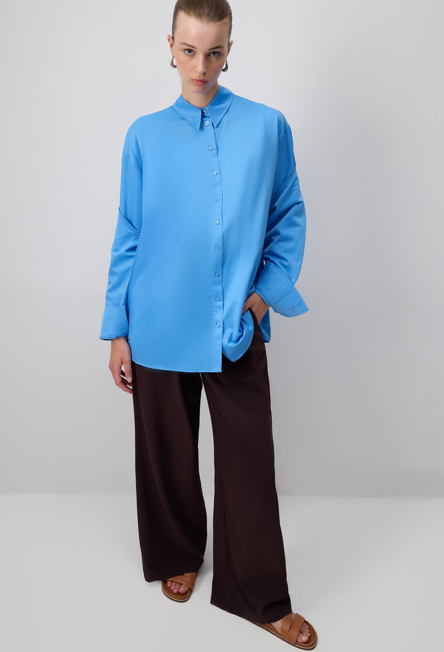 Oversized Casual Shirt With Polo Neck - Brand: Touche Prive - Women & Kids, Baby Clothes Wholesale - TheBS Women