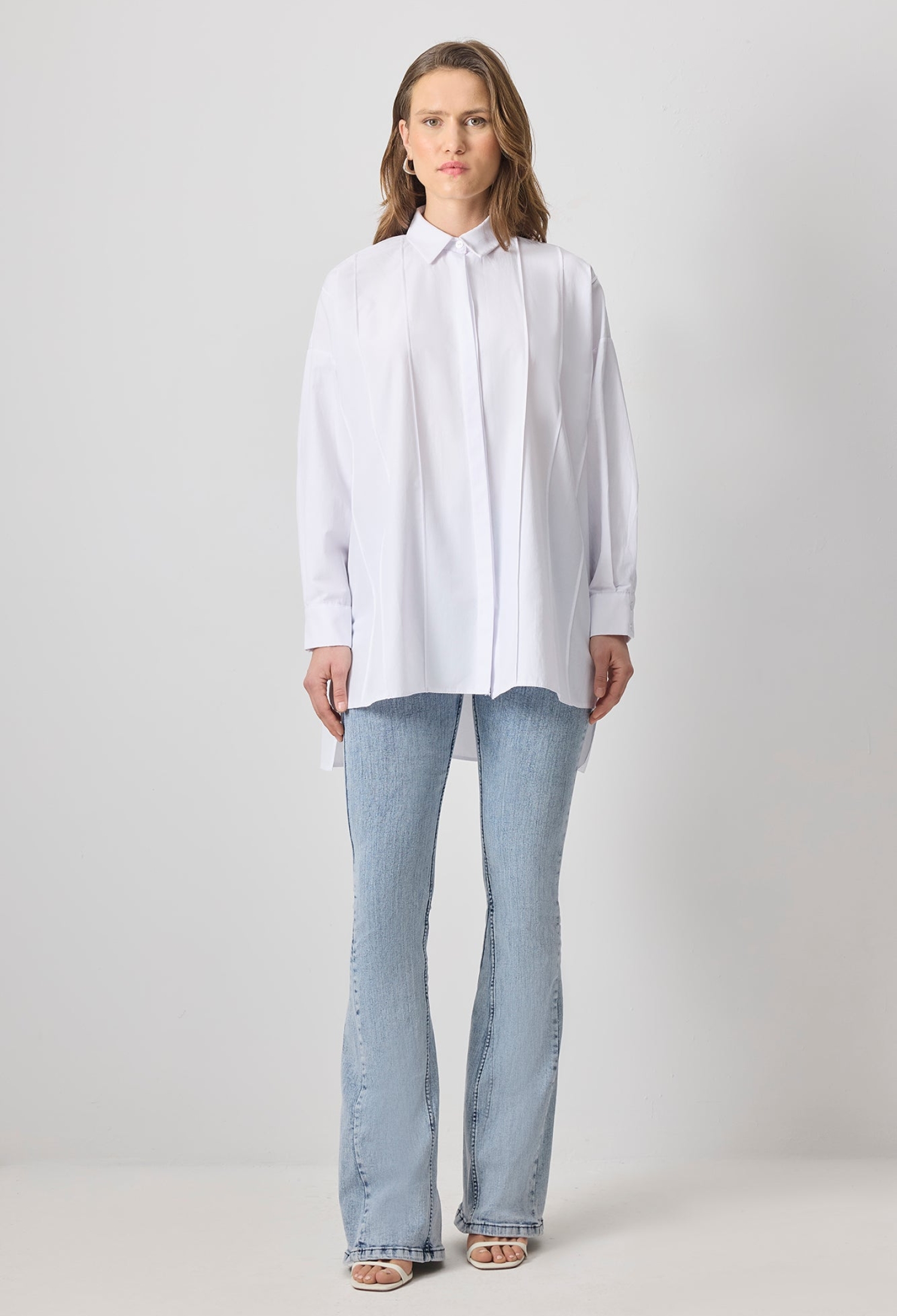 White Oversized Fit Polo Neck Shirt - Brand: Touche Prive - Women & Kids, Baby Clothes Wholesale - TheBS Women