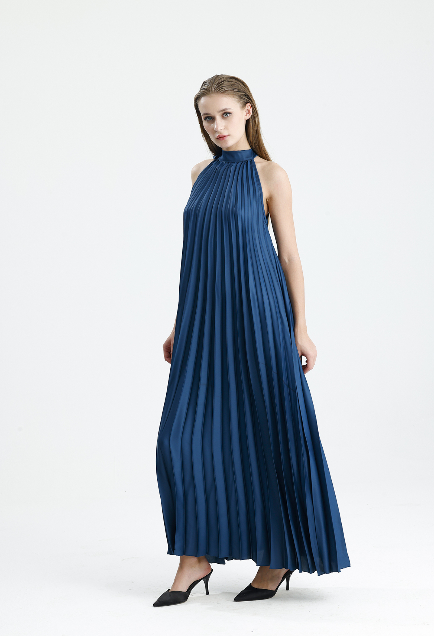 Navy Blue Elegant Floor-Length Shift Dress - Brand: SENSE - Women & Kids, Baby Clothes Wholesale - TheBS Women