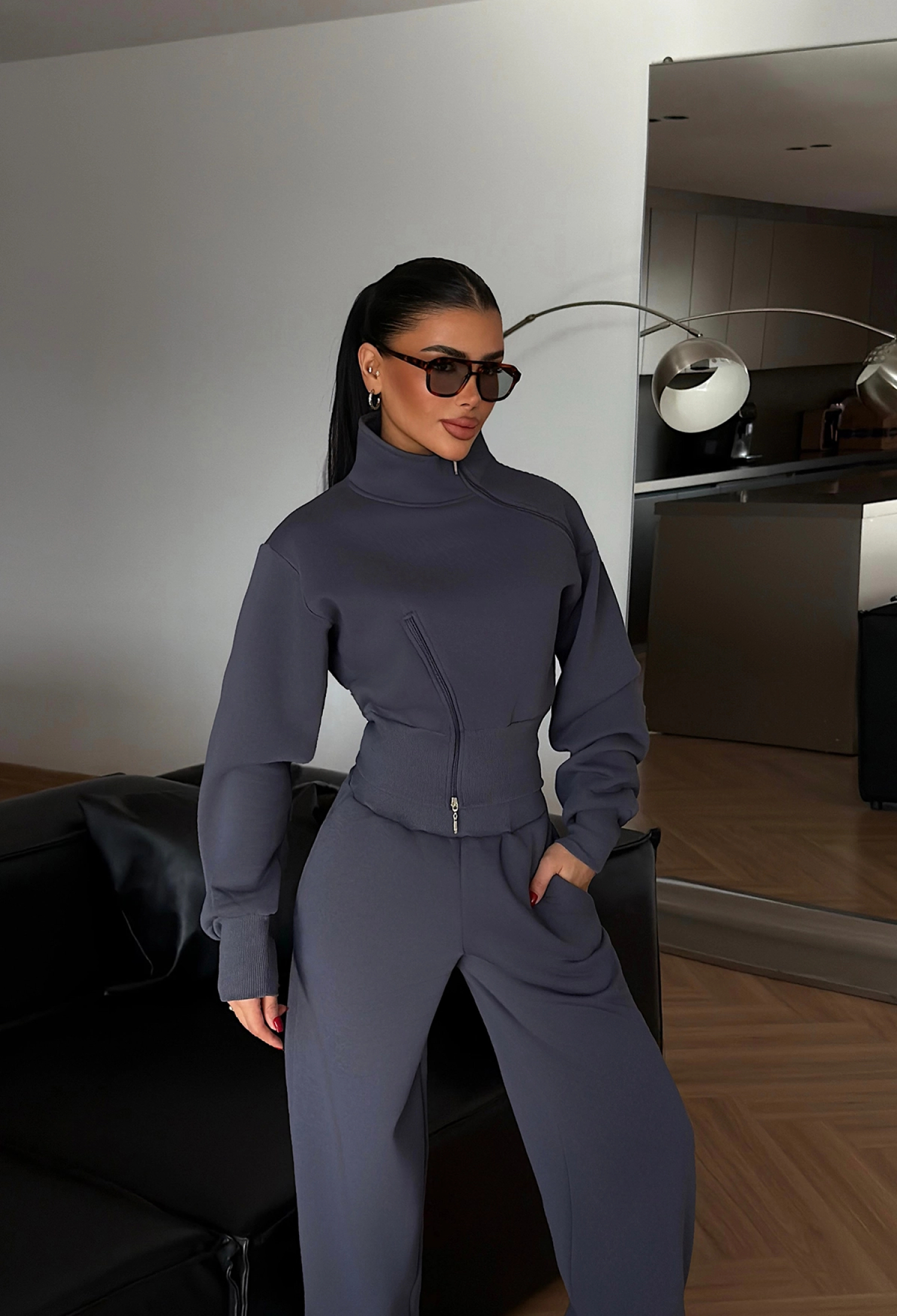 Grey Casual Sport Streetwear Set - Brand: EYYO ATELIER - Women & Kids, Baby Clothes Wholesale - TheBS Women