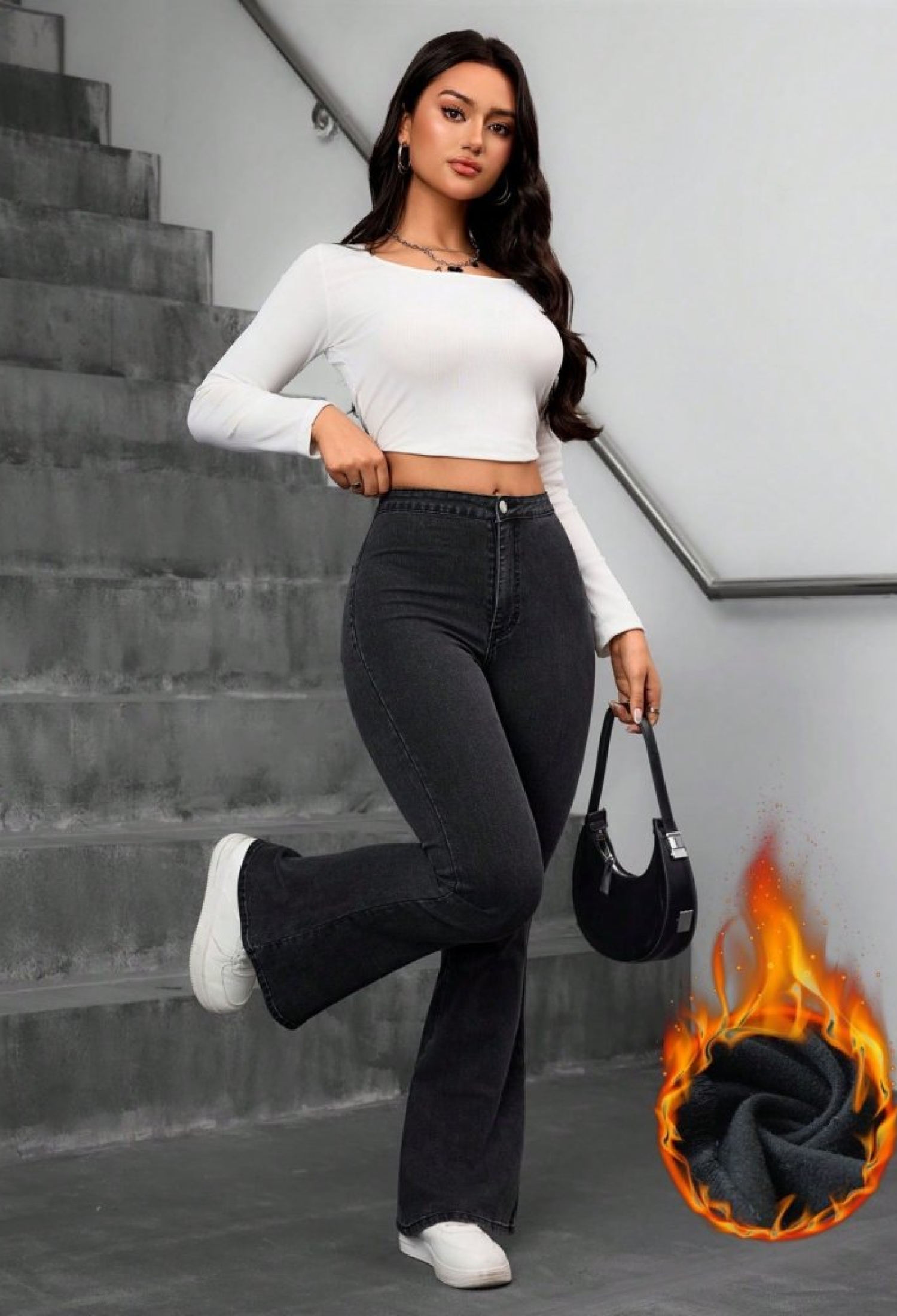 Black Bootcut Flare Leg Pants With High Waist - Brand: Janes - Women & Kids, Baby Clothes Wholesale - TheBS Women