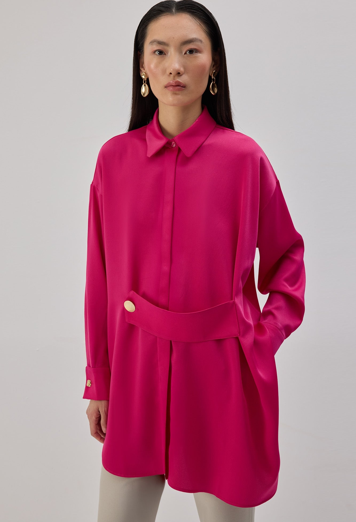 Oversized Fit Polo Neck Shirt - Brand: Touche Prive - Women & Kids, Baby Clothes Wholesale - TheBS Women