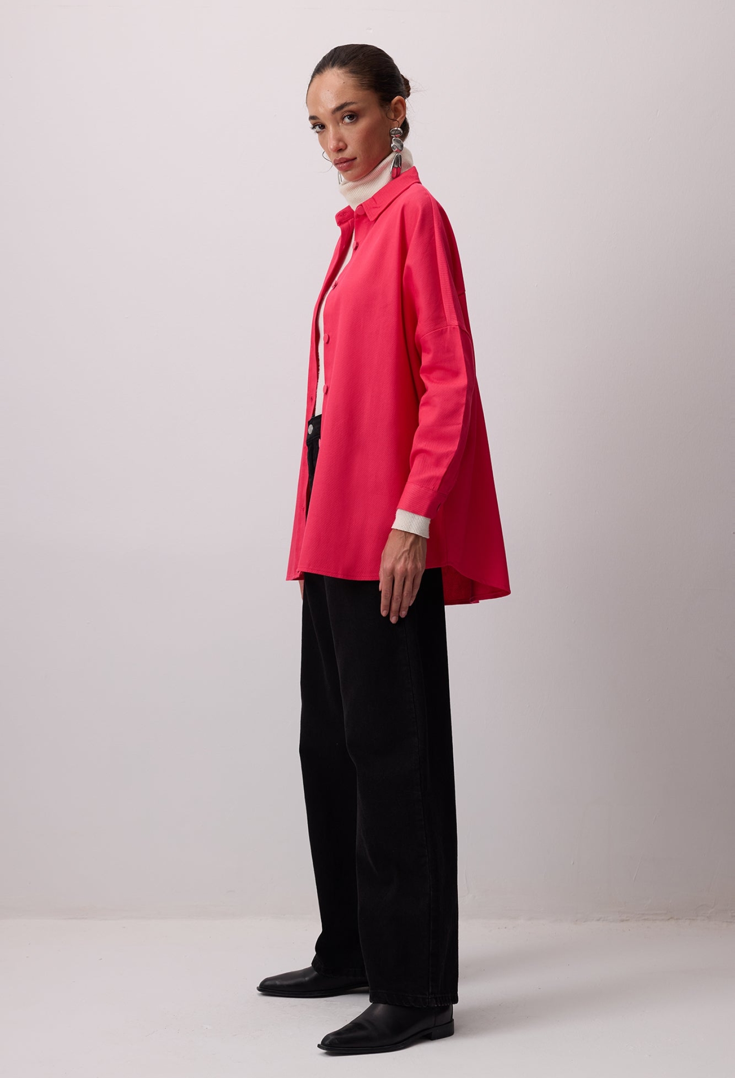 Oversized Polo Neck Long Sleeve Shirt - Brand: Touche Prive - Women & Kids, Baby Clothes Wholesale - TheBS Women