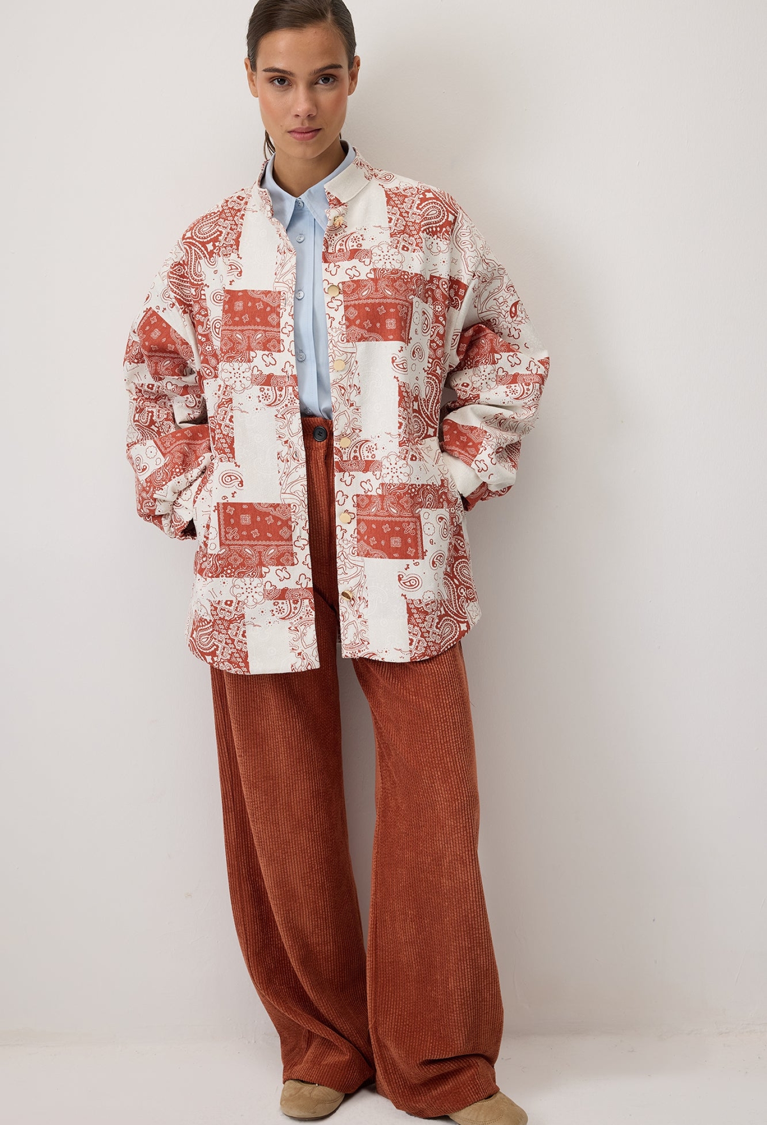 Beige Shacket With Oversized Fit And Slant Pockets - Brand: Touche Prive - Women & Kids, Baby Clothes Wholesale - TheBS Women