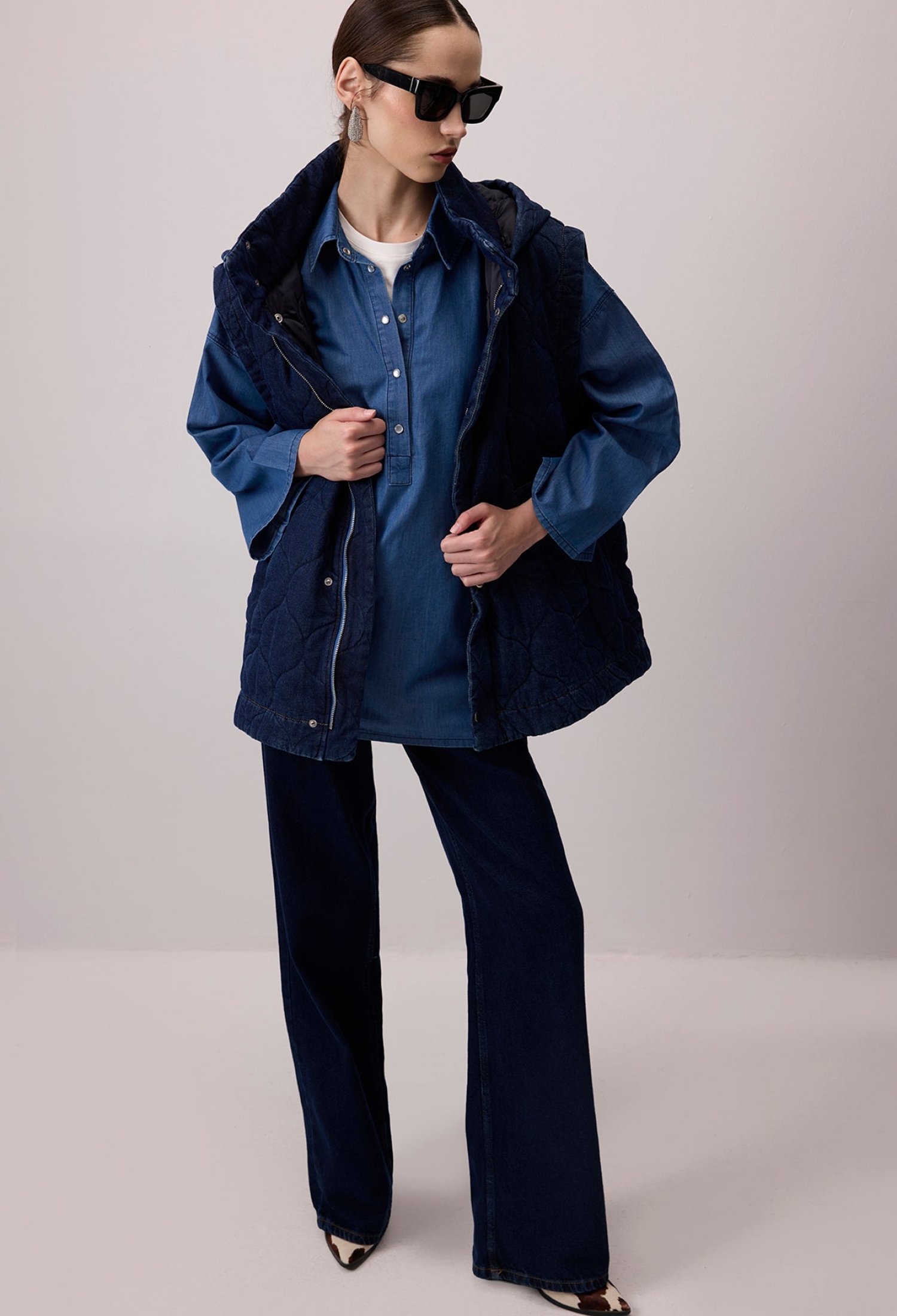 Blue Oversized Fit Polo Neck Tunic - Brand: Touche Prive - Women & Kids, Baby Clothes Wholesale - TheBS Women