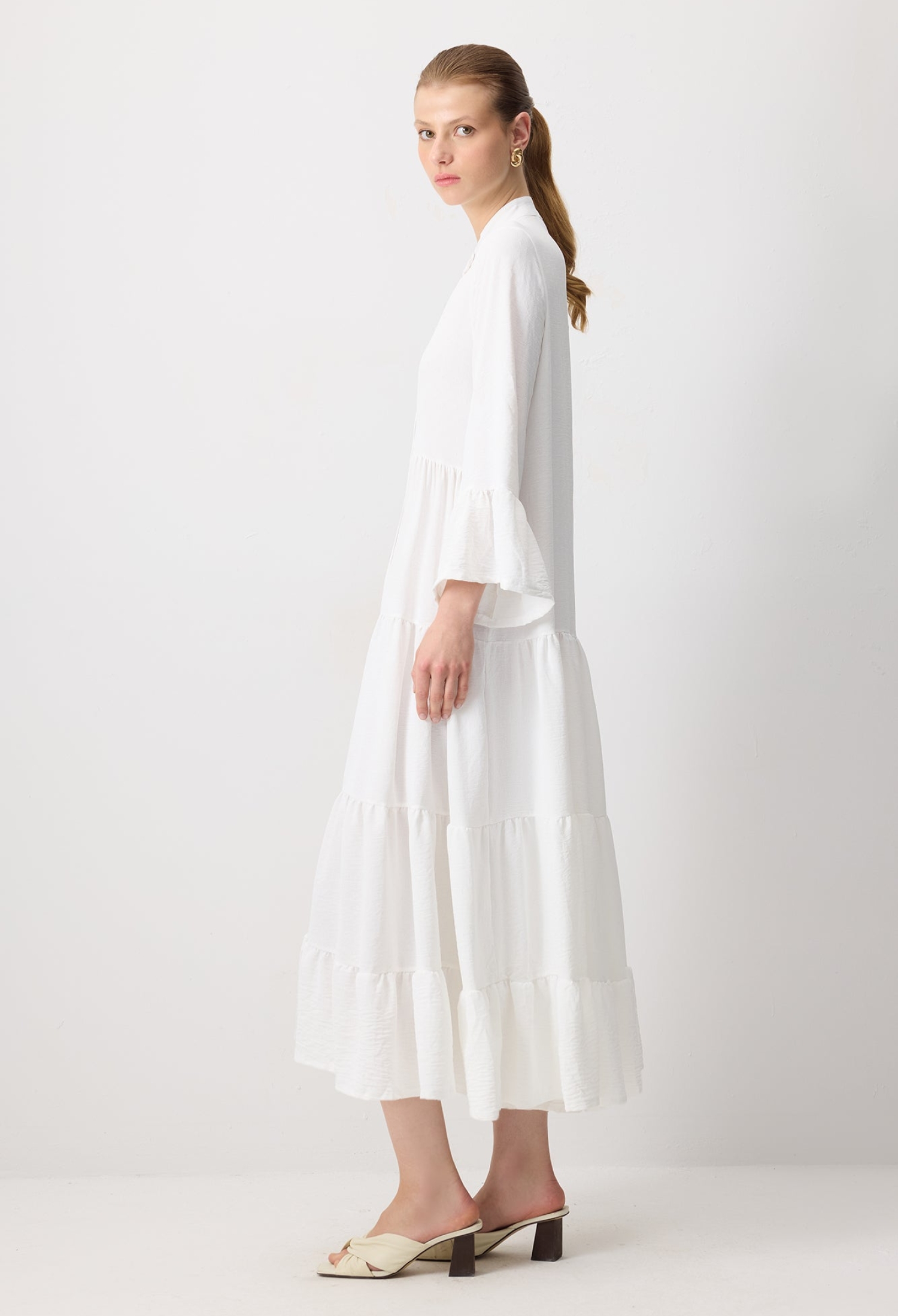 Ruffle Sleeve Shirt Midi Dress - Brand: Touche Prive - Women & Kids, Baby Clothes Wholesale - TheBS Women