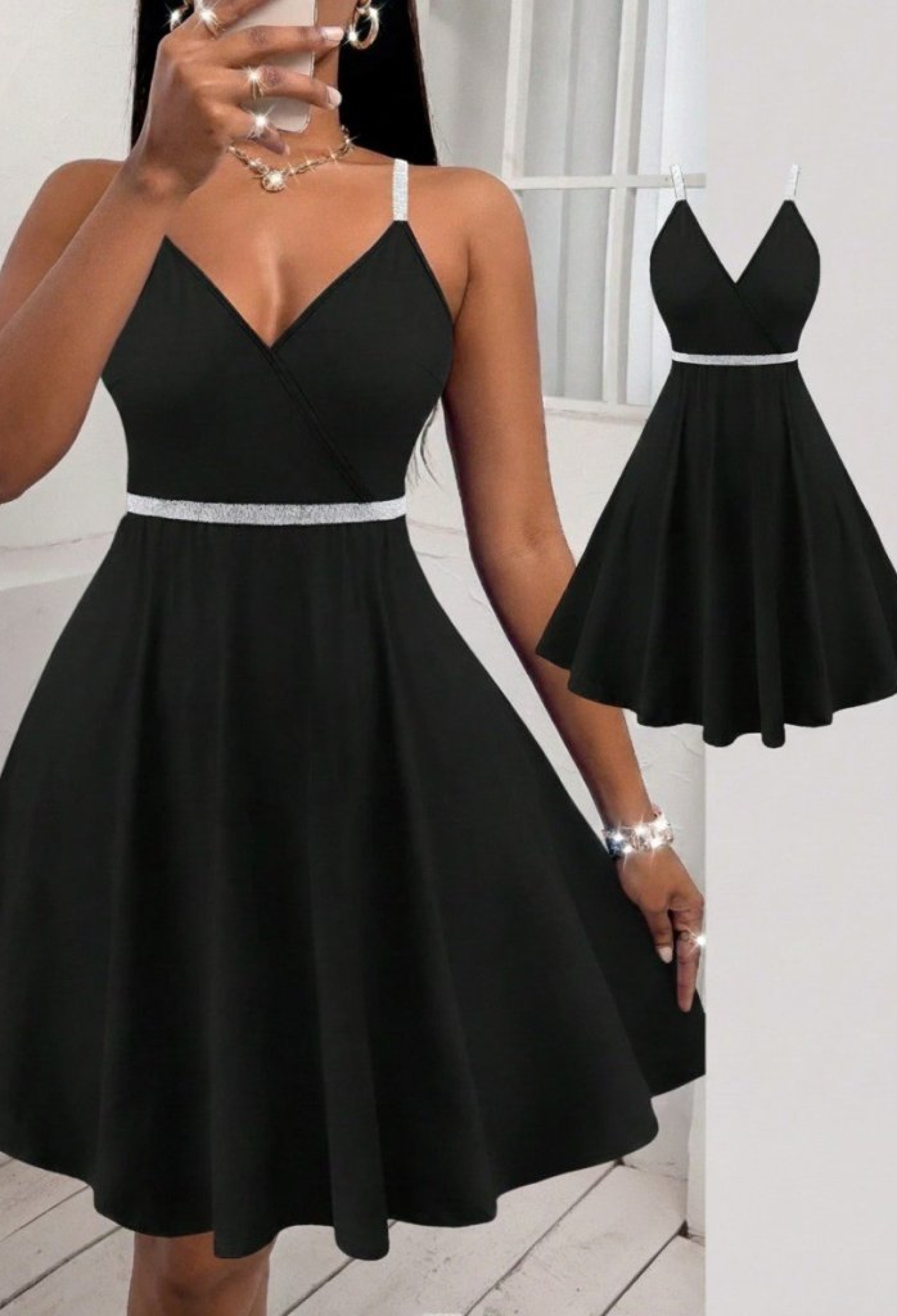 Black Fit And Flare V-Neck Dress - Brand: Janes - Women & Kids, Baby Clothes Wholesale - TheBS Women