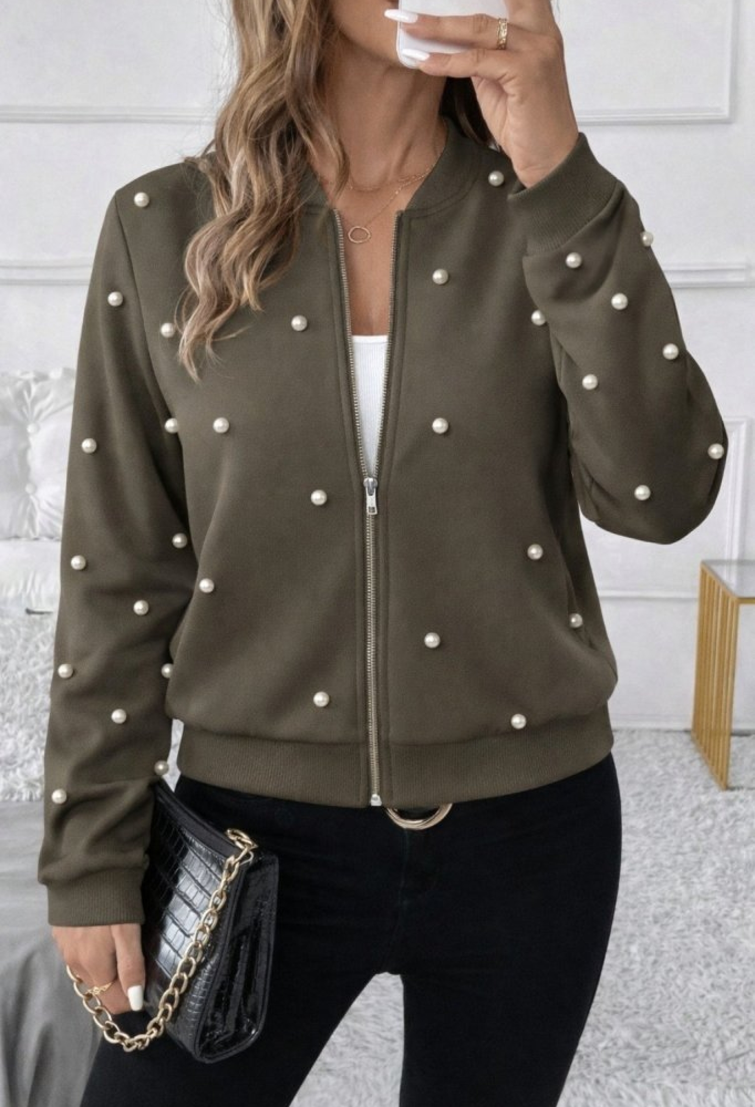 Green Bomber Jacket With Band Collar - Brand: Janes - Women & Kids, Baby Clothes Wholesale - TheBS Women