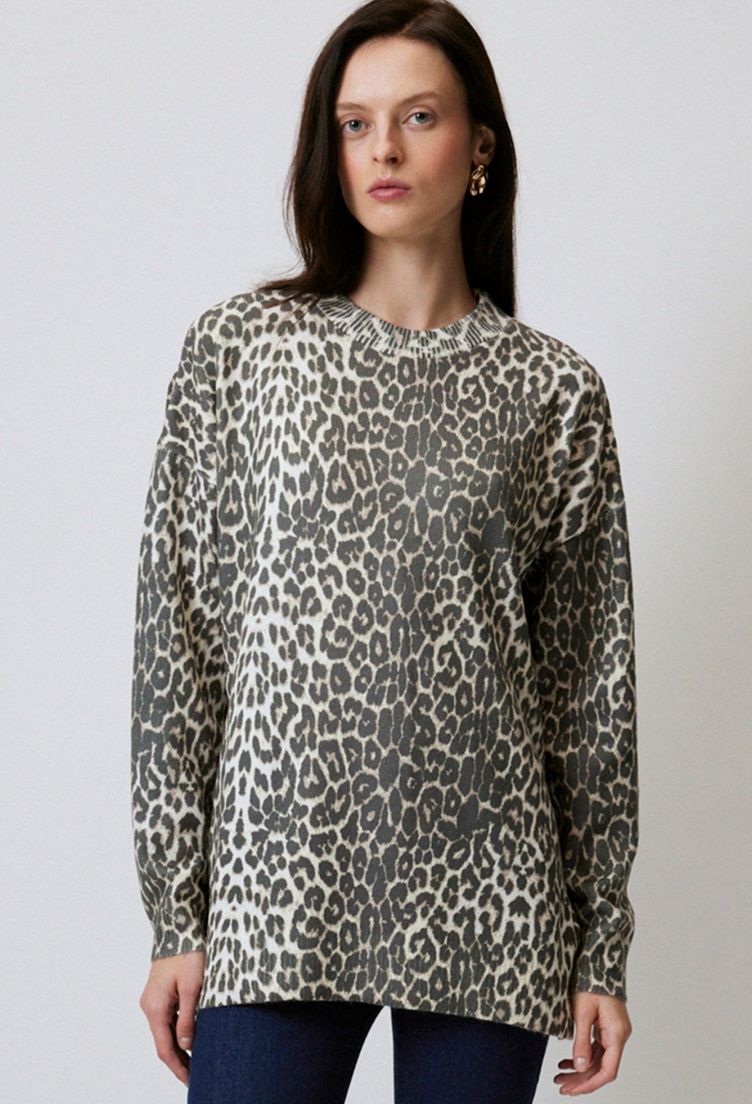 Grey Leopard Print Oversized Tunic - Brand: Touche Prive - Women & Kids, Baby Clothes Wholesale - TheBS Women