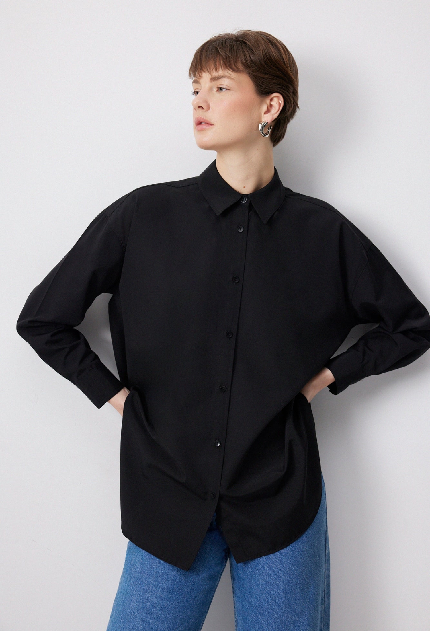 Oversized Fit Casual Shirt With Notched Neck - Brand: Touche Prive - Women & Kids, Baby Clothes Wholesale - TheBS Women