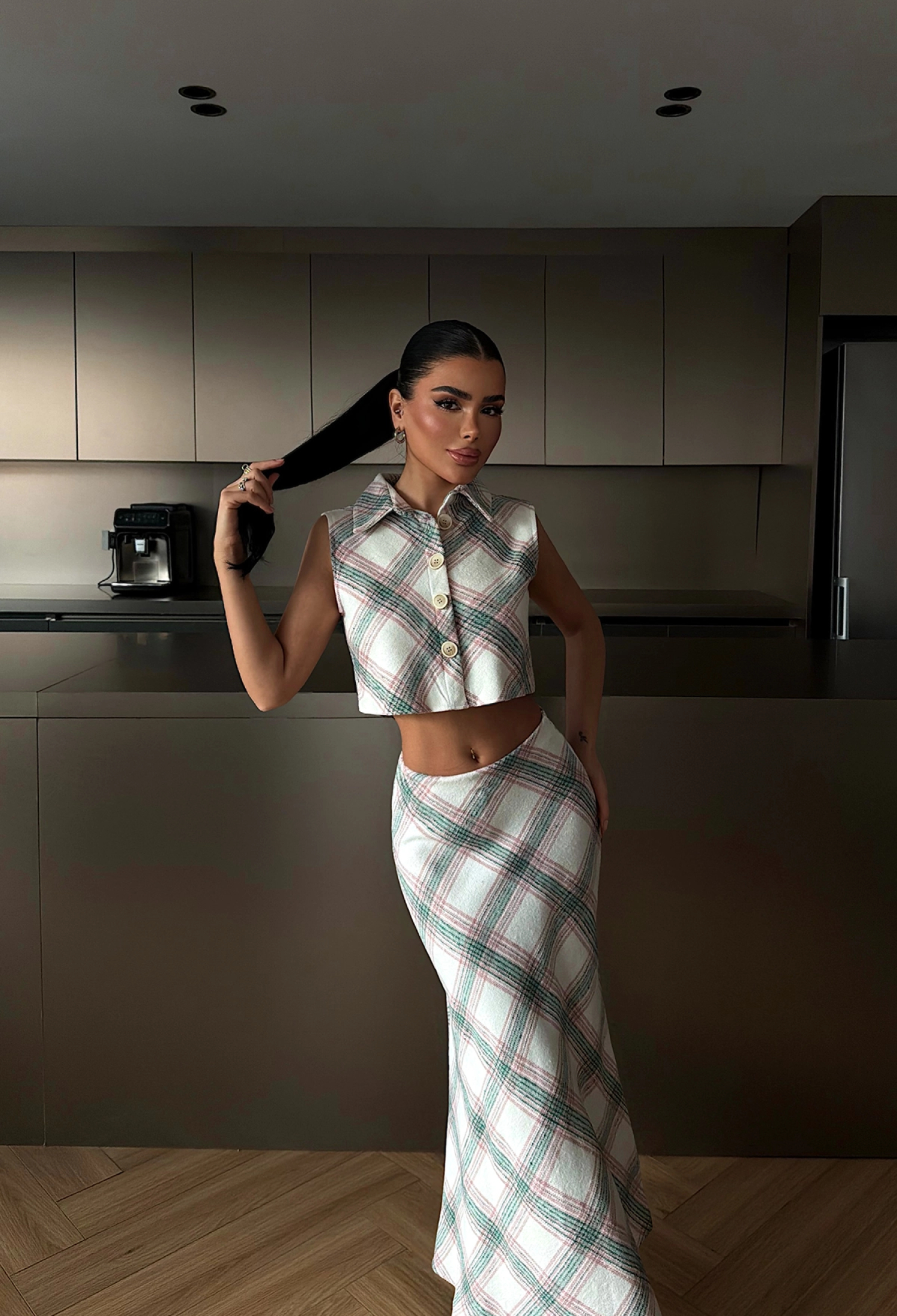 White Checkered Casual Elegant Set - Brand: EYYO ATELIER - Women & Kids, Baby Clothes Wholesale - TheBS Women