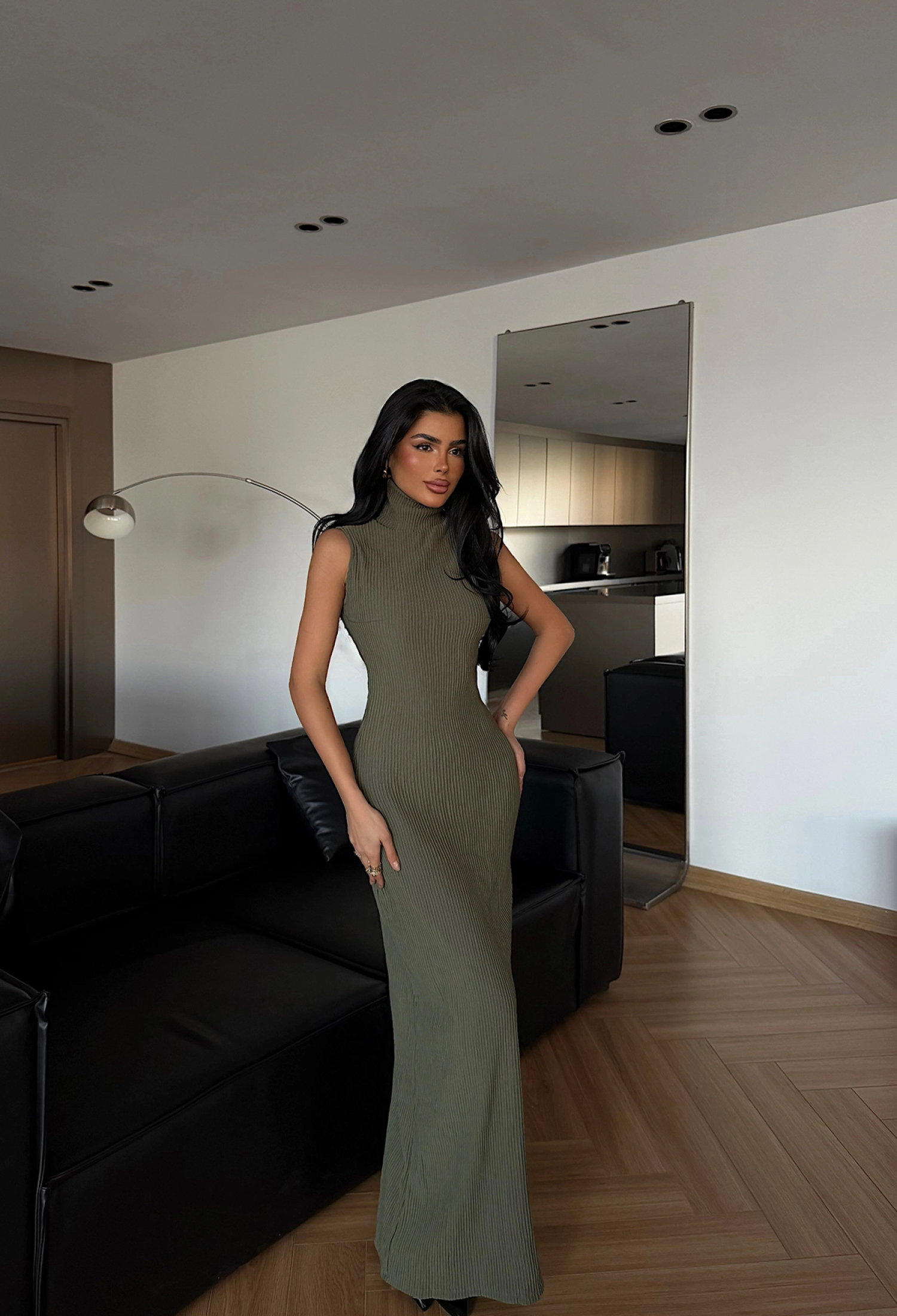 Khaki Elegant Sleeveless Maxi Sheath Dress - Brand: EYYO ATELIER - Women & Kids, Baby Clothes Wholesale - TheBS Women