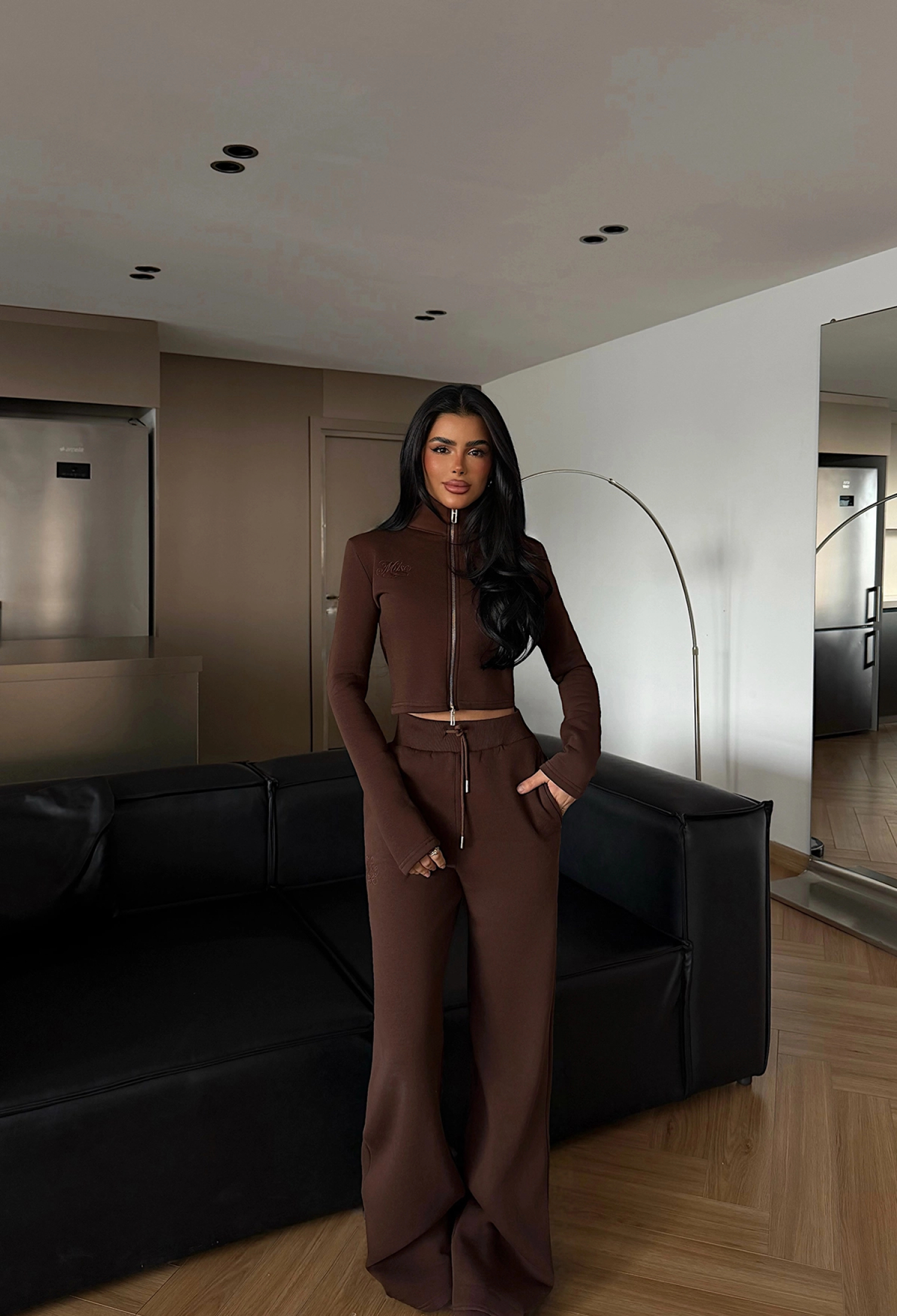 Elegant Zip Up Tracksuit With Wide Leg Palazzo Pants - Brand: EYYO ATELIER - Women & Kids, Baby Clothes Wholesale - TheBS Women