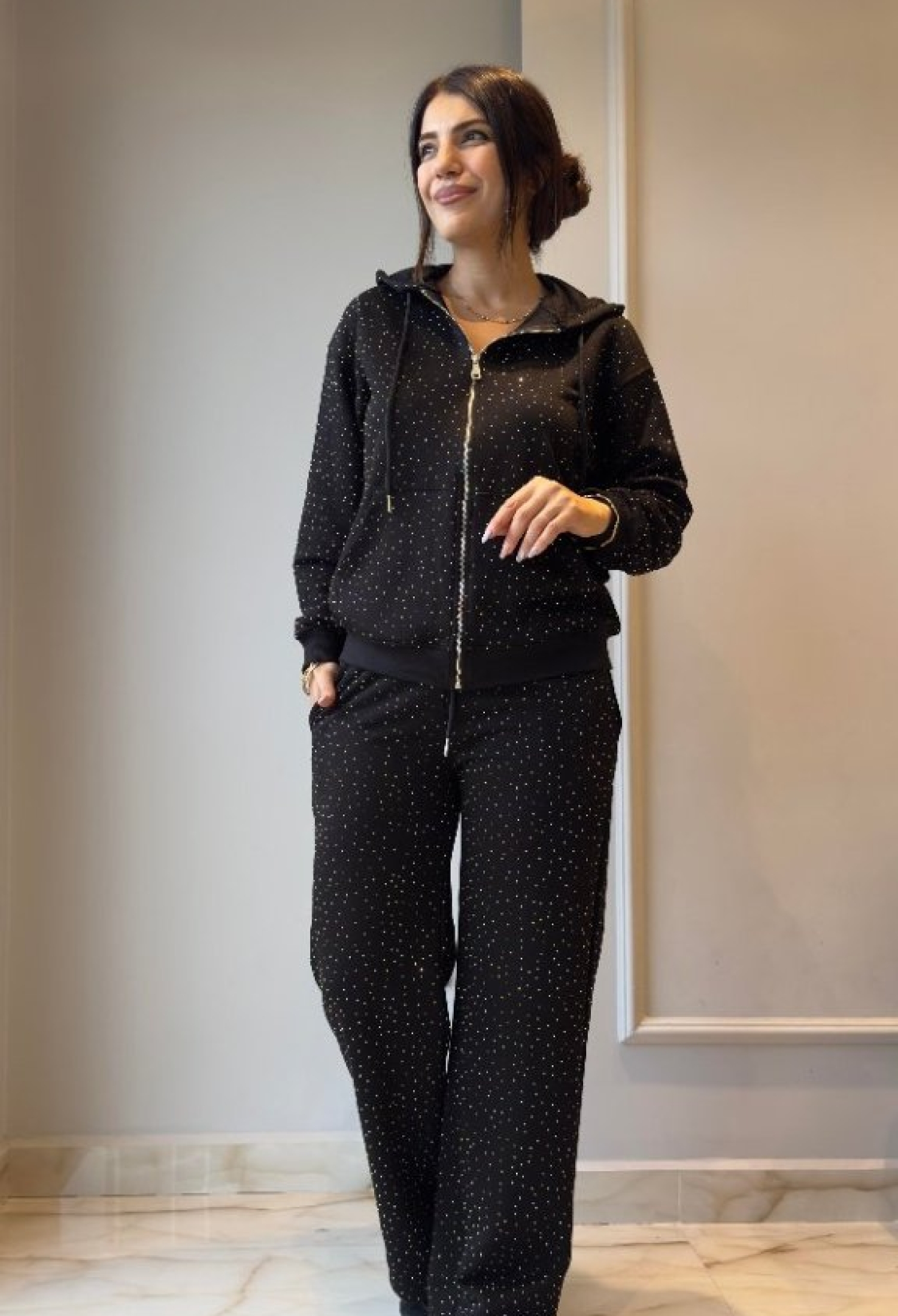 Black Casual Sport Suit With Polka Dot Design - Brand: Janes - Women & Kids, Baby Clothes Wholesale - TheBS Women