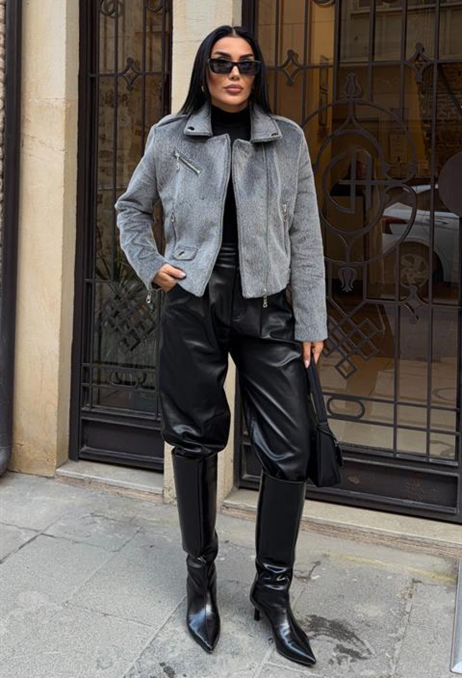 Grey Biker Jacket - Brand: Sobe Istanbul - Women & Kids, Baby Clothes Wholesale - TheBS Women