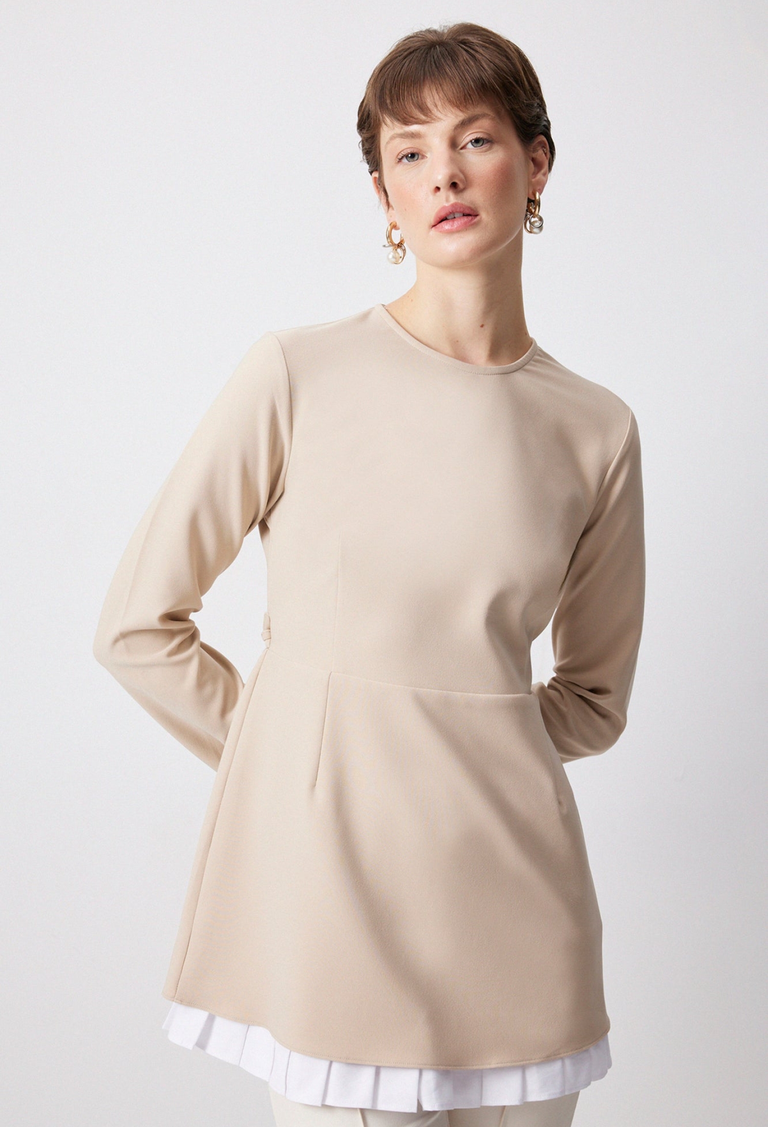 Beige Modest Elegant Tunic - Brand: Touche Prive - Women & Kids, Baby Clothes Wholesale - TheBS Women