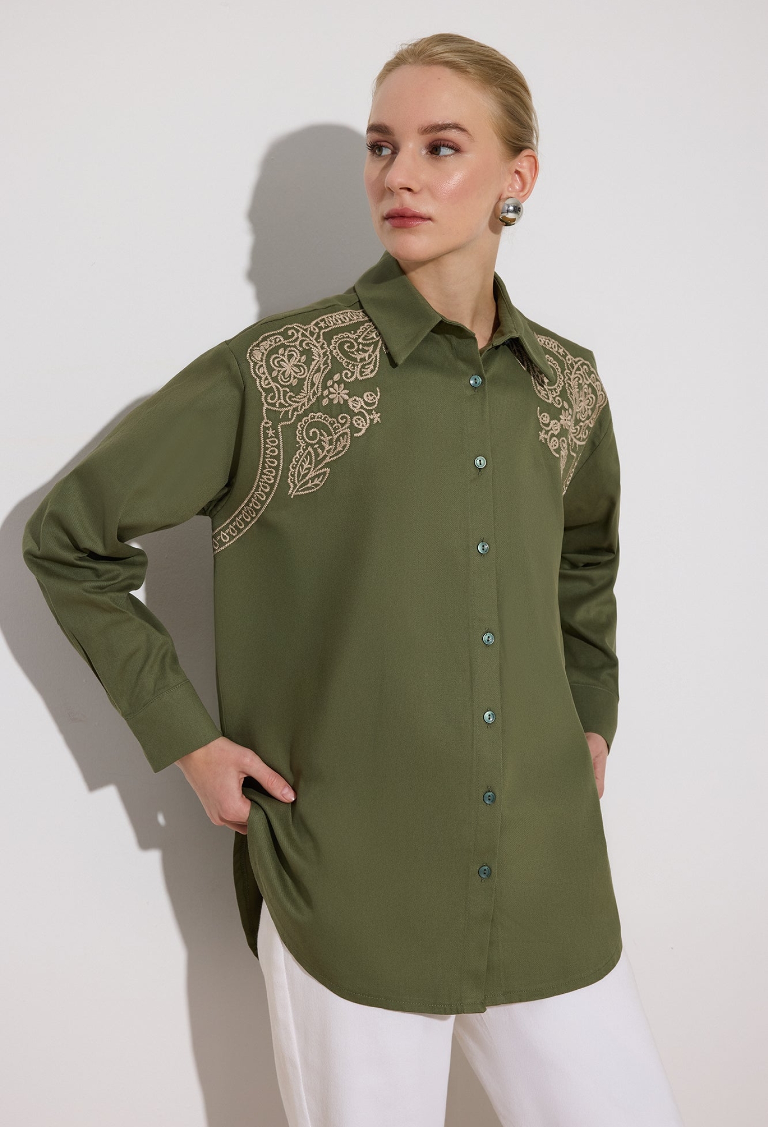 Green Casual Vintage Paisley Shirt - Brand: Touche Prive - Women & Kids, Baby Clothes Wholesale - TheBS Women