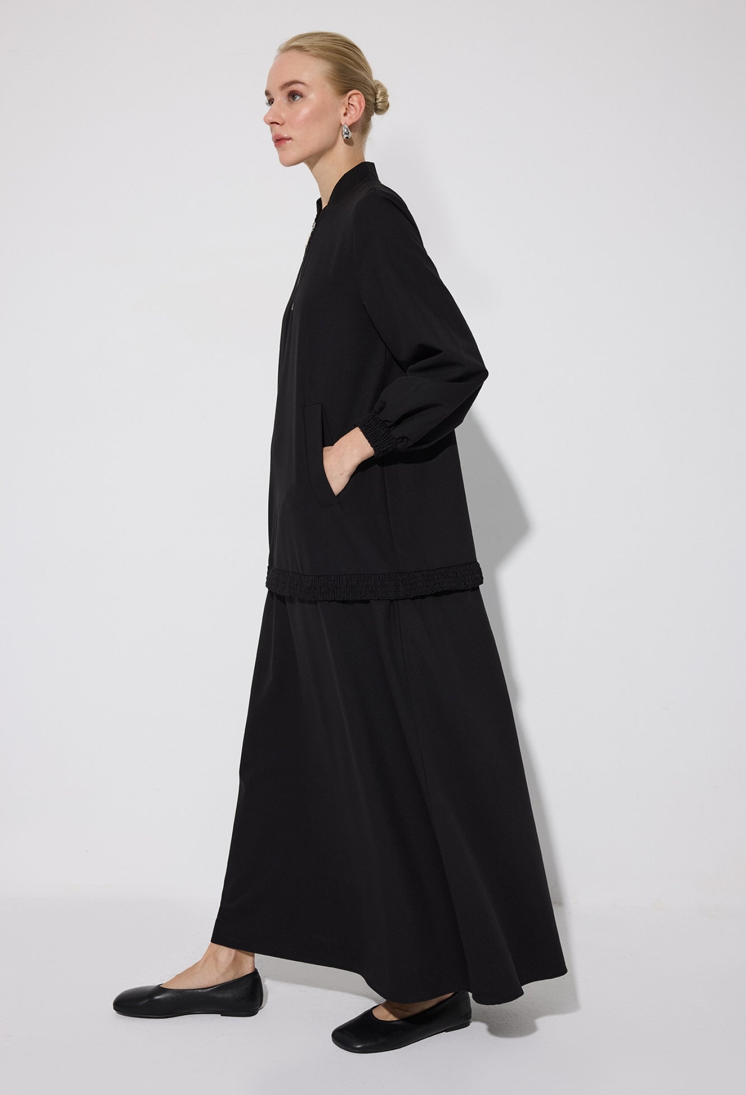 Black A-Line Modest Dress With Notched Neck - Brand: Touche Prive - Women & Kids, Baby Clothes Wholesale - TheBS Women