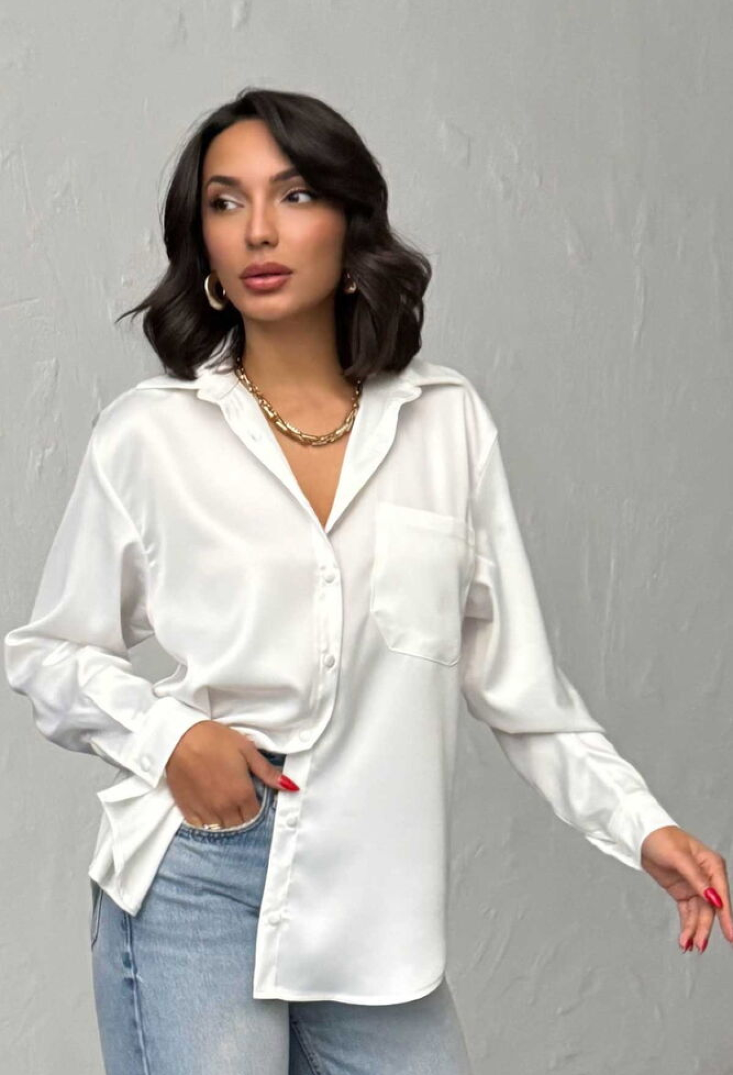 White Oversized Fit Elegant Buttoned Shirt - Brand: Topshow - Women & Kids, Baby Clothes Wholesale - TheBS Women
