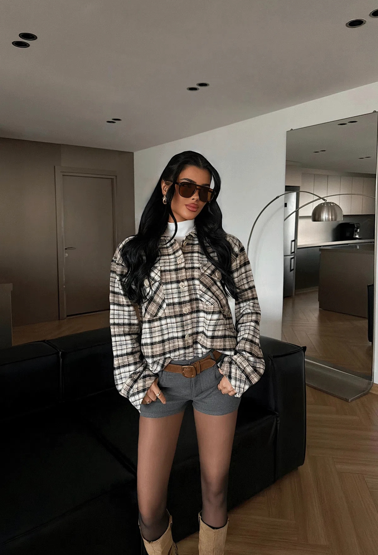 Checkered Overshirt Jacket With Flap Pocket - Brand: EYYO ATELIER - Women & Kids, Baby Clothes Wholesale - TheBS Women