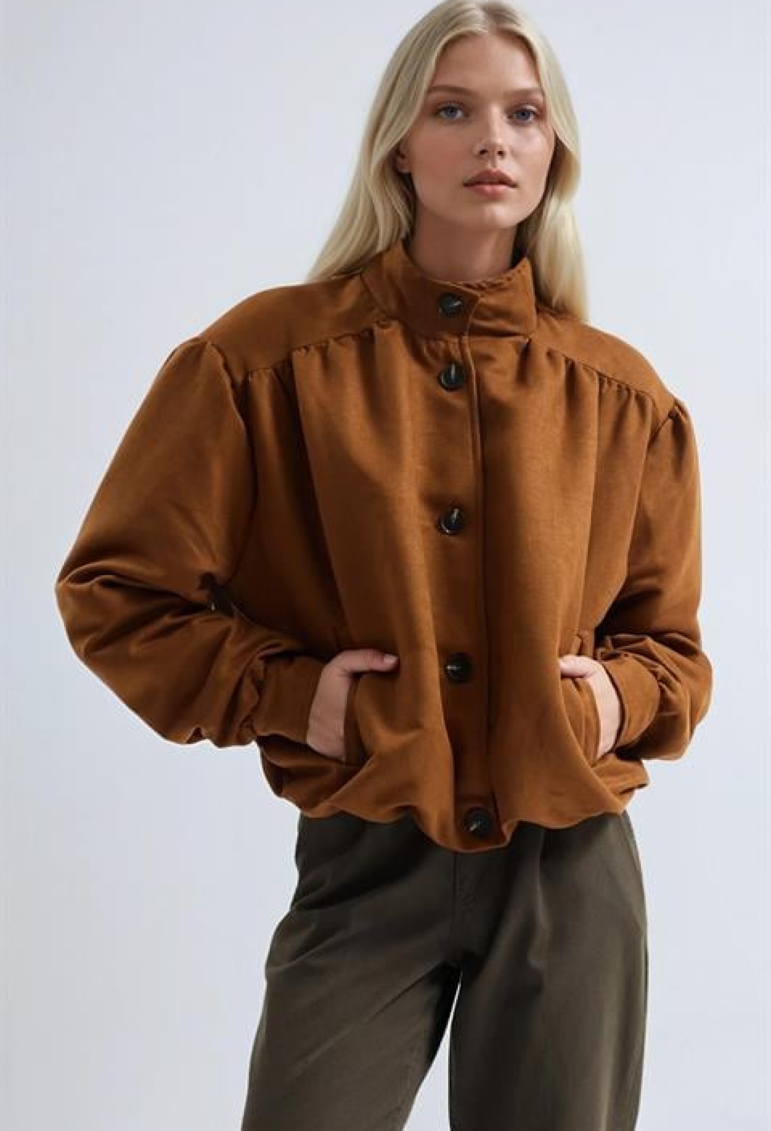 Brown Oversized Fit Casual Overshirt Jacket - Brand: Sobe Istanbul - Women & Kids, Baby Clothes Wholesale - TheBS Women