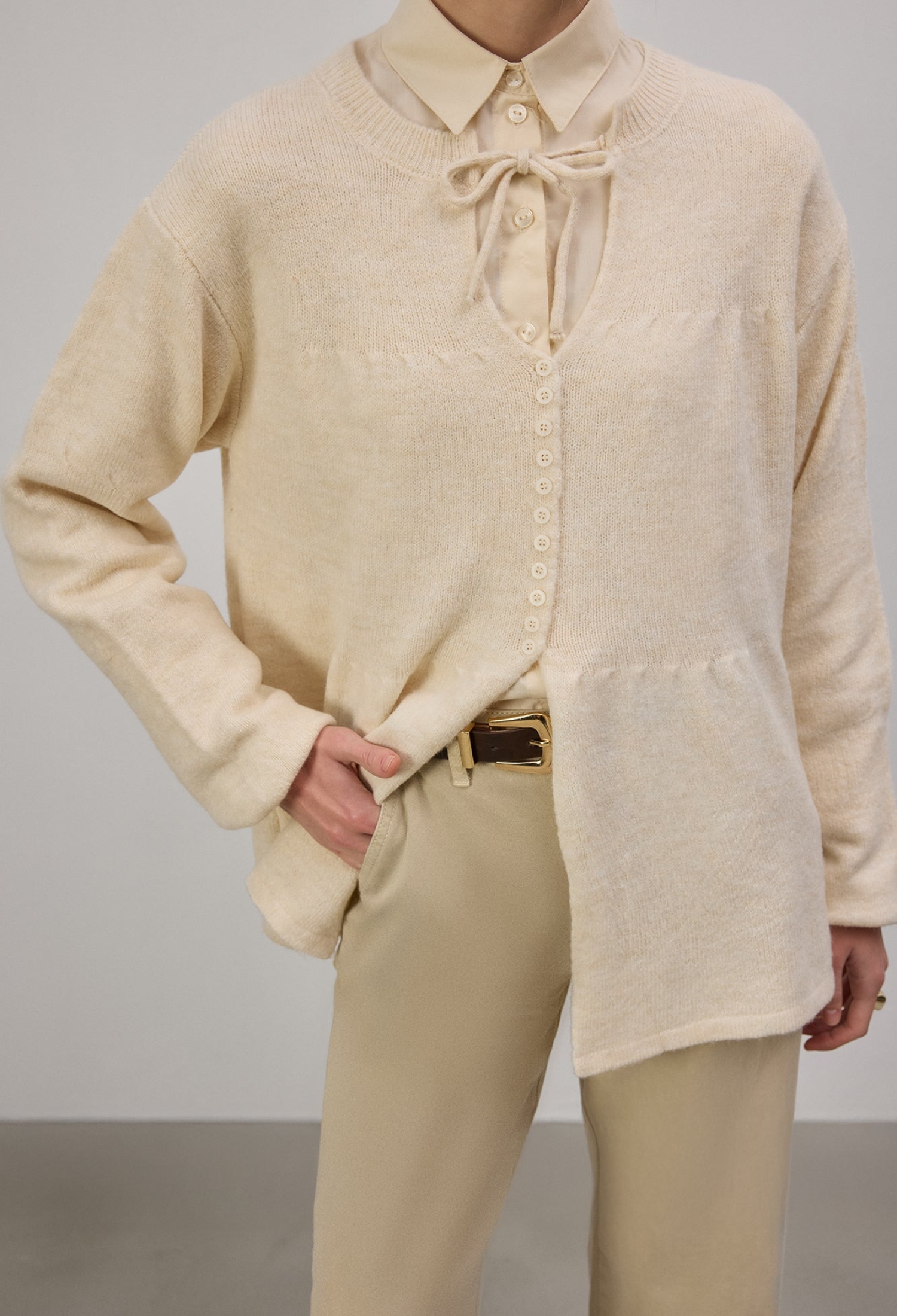 Oversized Fit Cardigan With Buttoned Closure - Brand: Touche Prive - Women & Kids, Baby Clothes Wholesale - TheBS Women