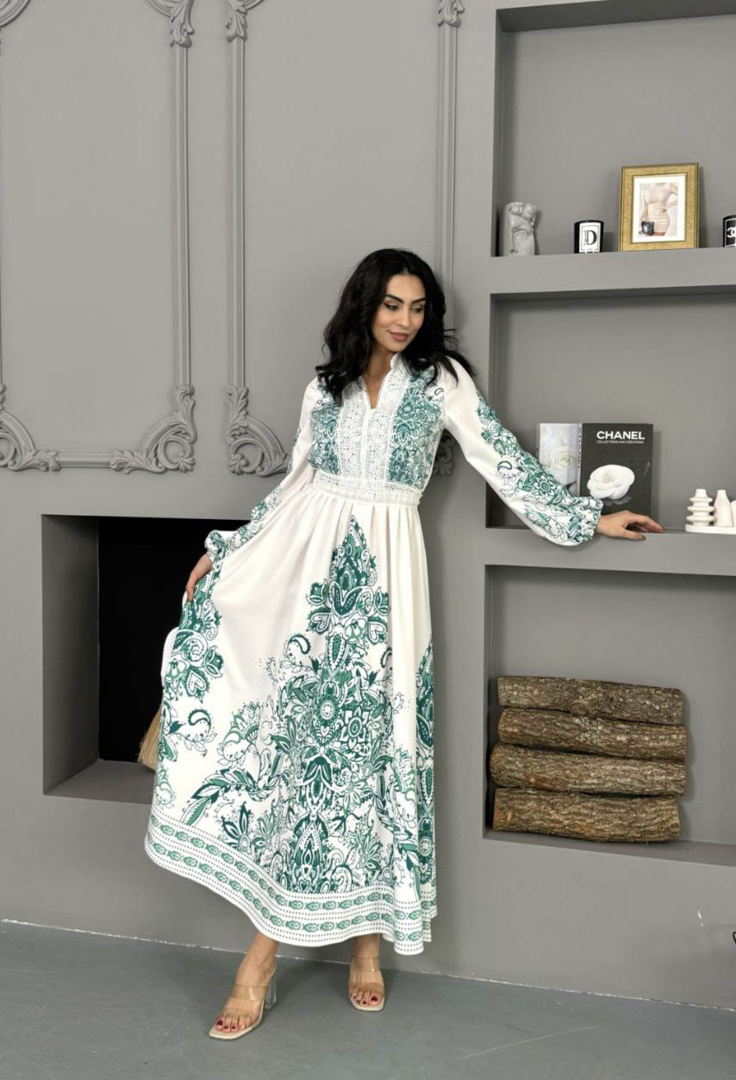 White Ethnic Elegant Maxi A-Line Dress - Brand: Mode Roy - Women & Kids, Baby Clothes Wholesale - TheBS Women