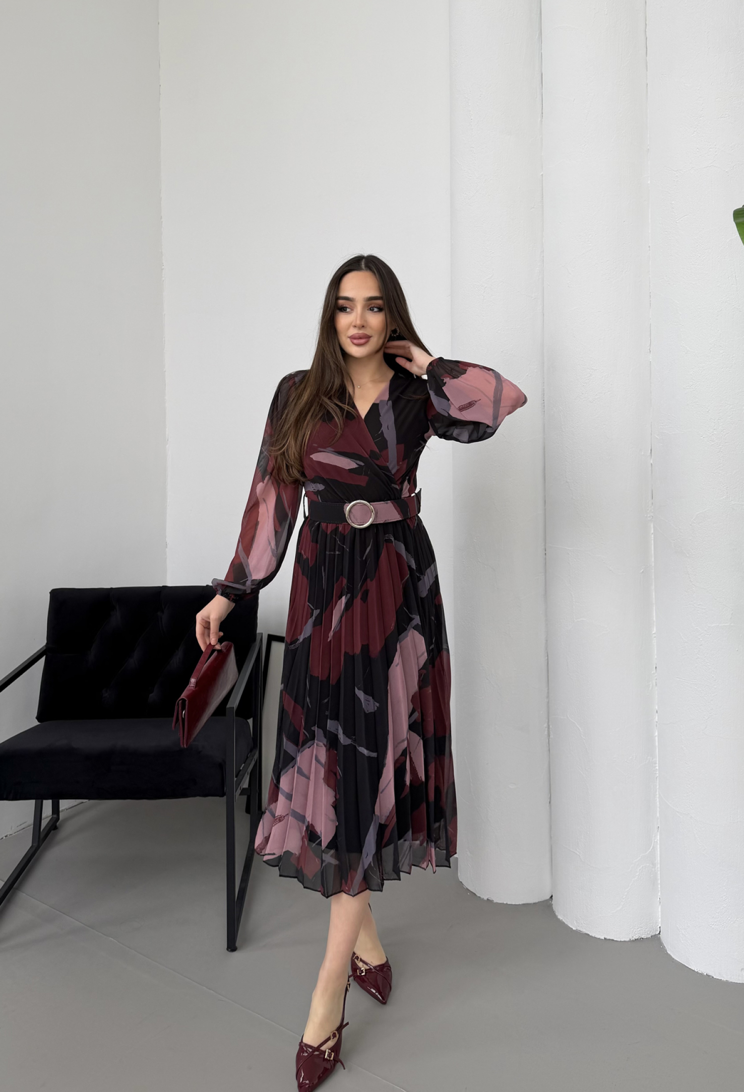 Black Elegant Wrap Dress With Ballon Sleeves - Brand: Mode Roy - Women & Kids, Baby Clothes Wholesale - TheBS Women