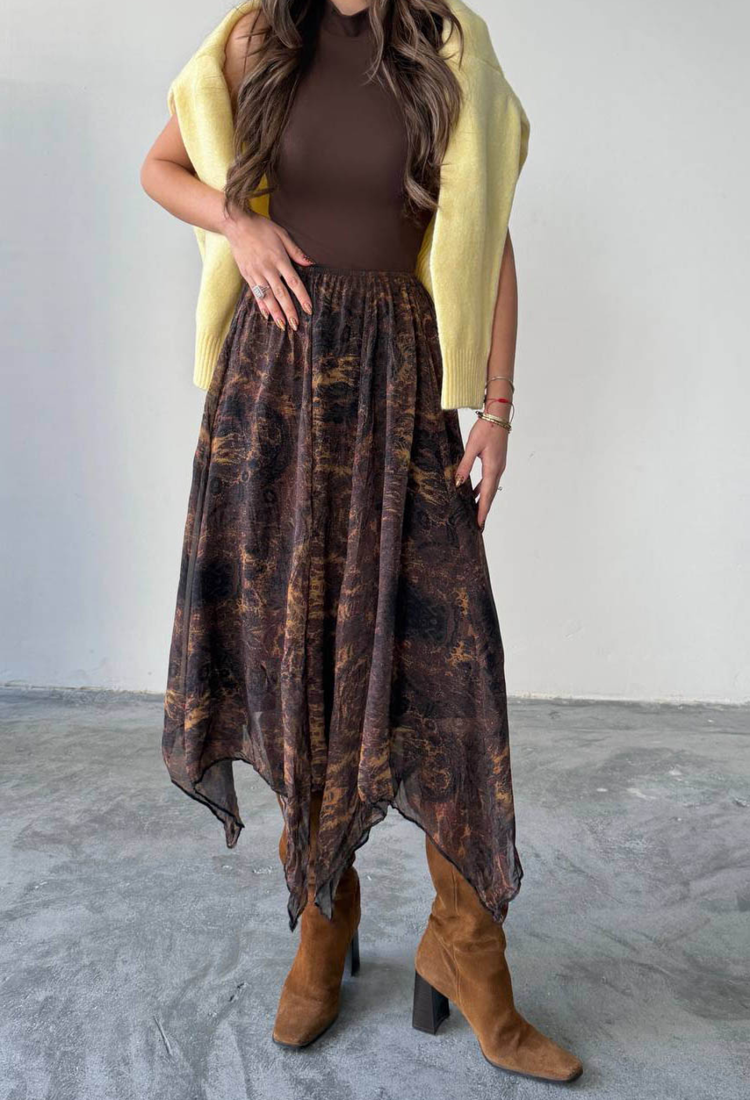 Boho Asymmetrical Midi Skirt - Brand: Mode Roy - Women & Kids, Baby Clothes Wholesale - TheBS Women