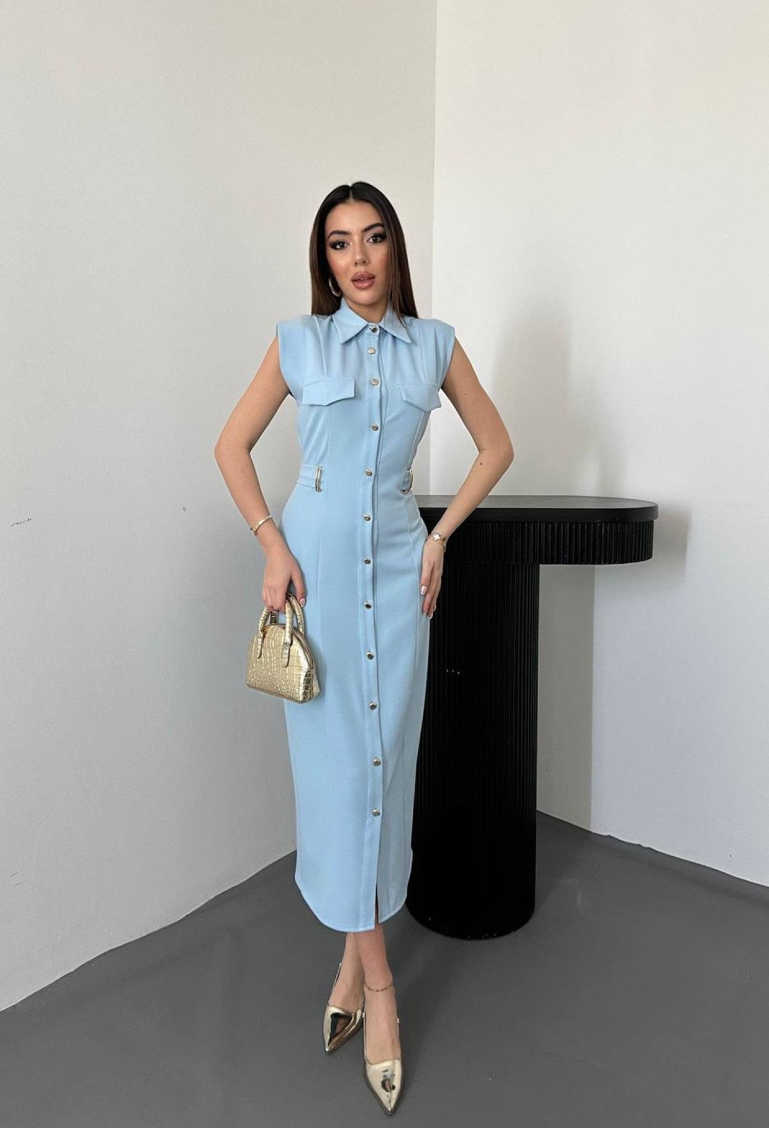 Elegant Sheath Dress With Notched Neck - Brand: Elisa - Women & Kids, Baby Clothes Wholesale - TheBS Women