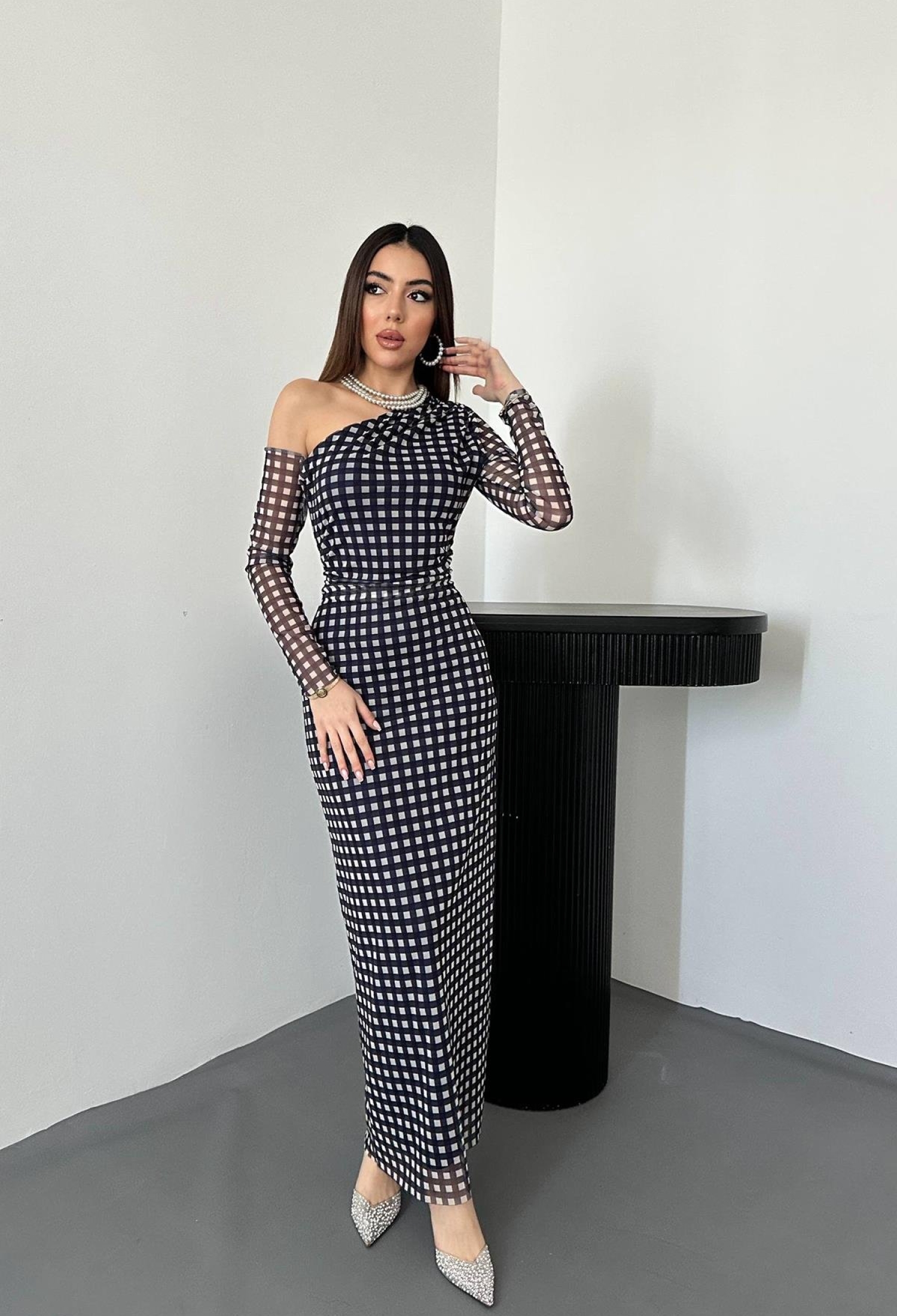 Black Elegant Sheath Dress With One Shoulder Neck - Brand: Elisa - Women & Kids, Baby Clothes Wholesale - TheBS Women