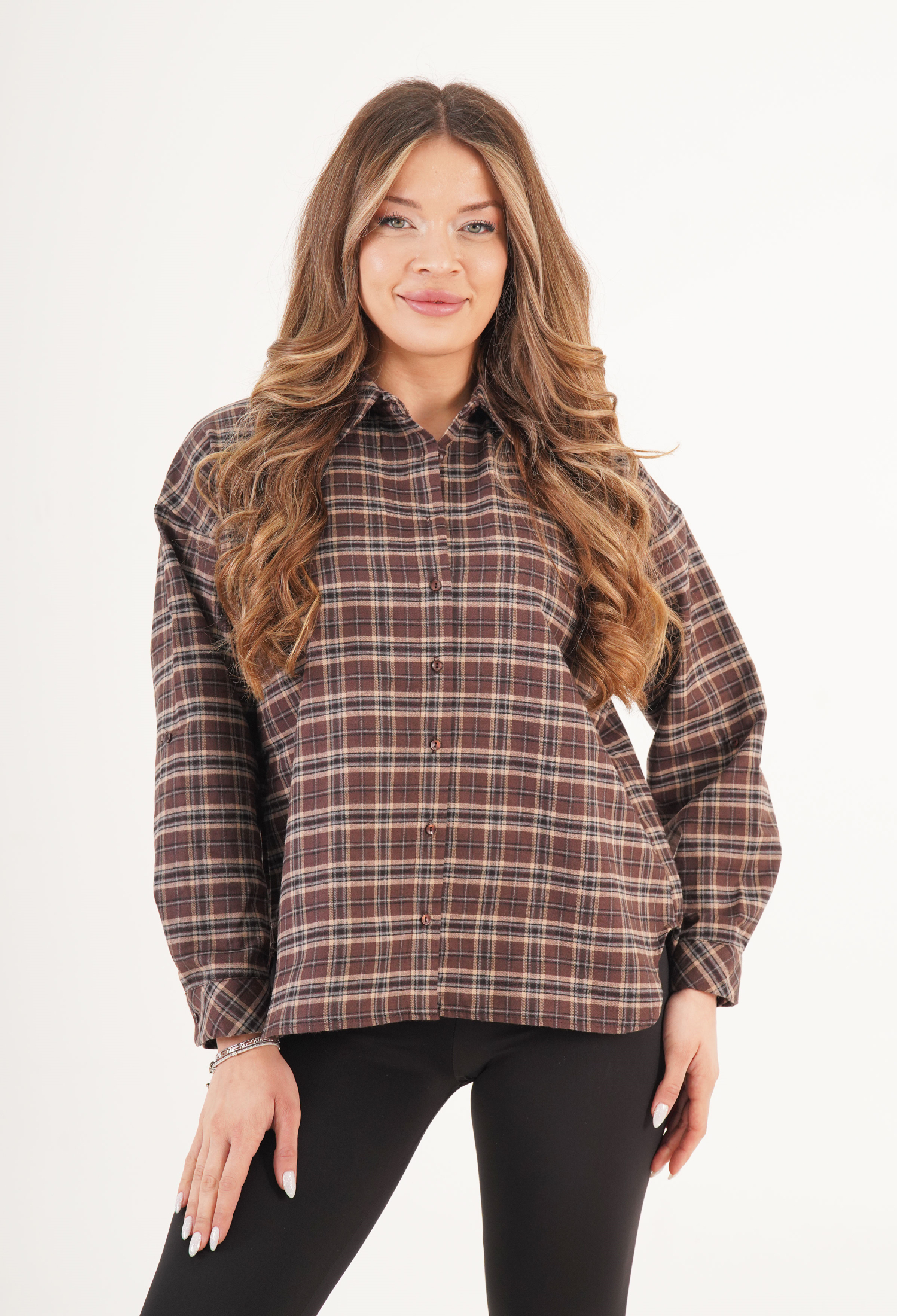 Plaid Shirt With Polo NeckRegular Fit - Brand: Lustrin - Women & Kids, Baby Clothes Wholesale - TheBS Women