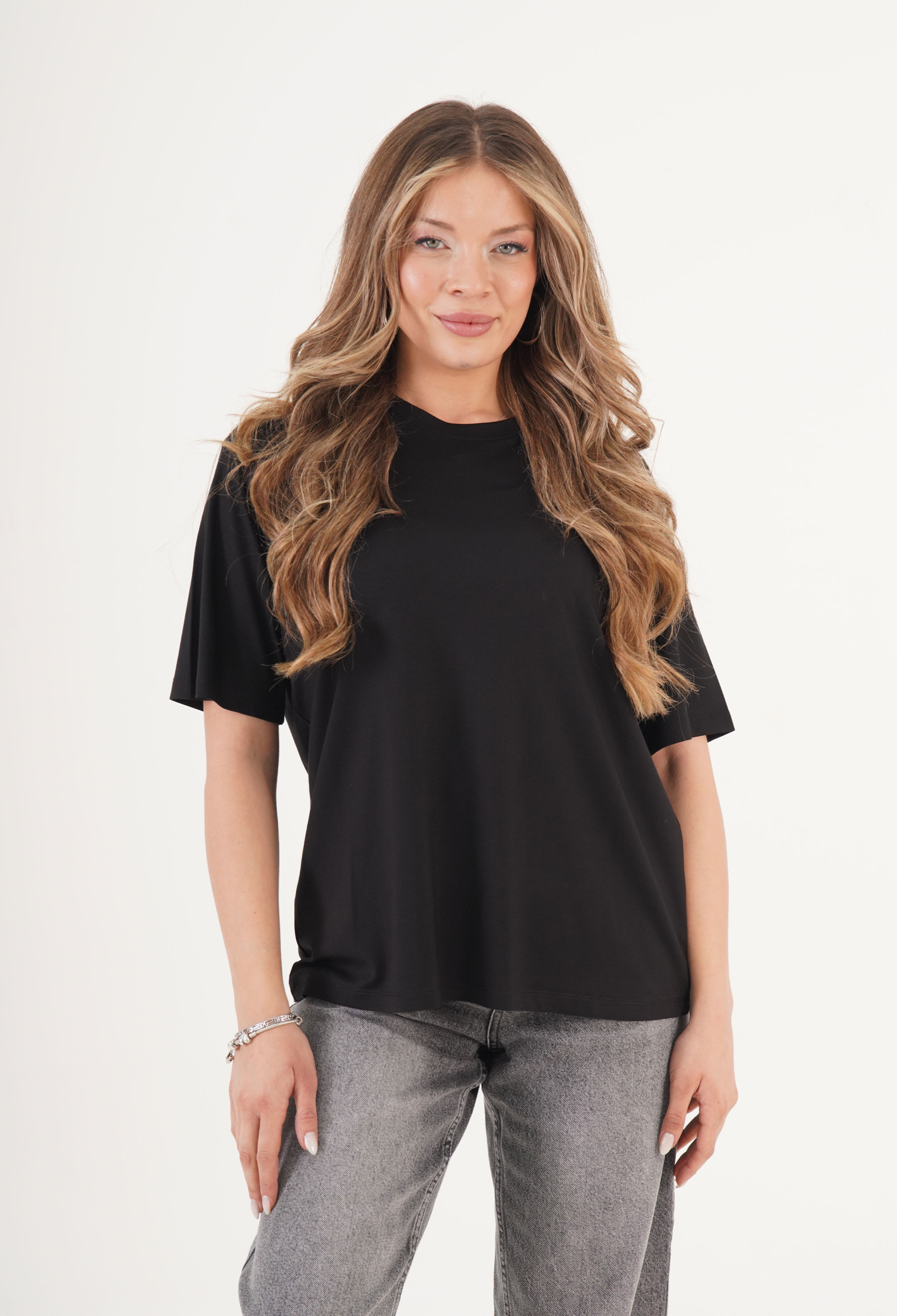 Black Casual Streetwear Regular Fit Tshirt - Brand: Lustrin - Women & Kids, Baby Clothes Wholesale - TheBS Women