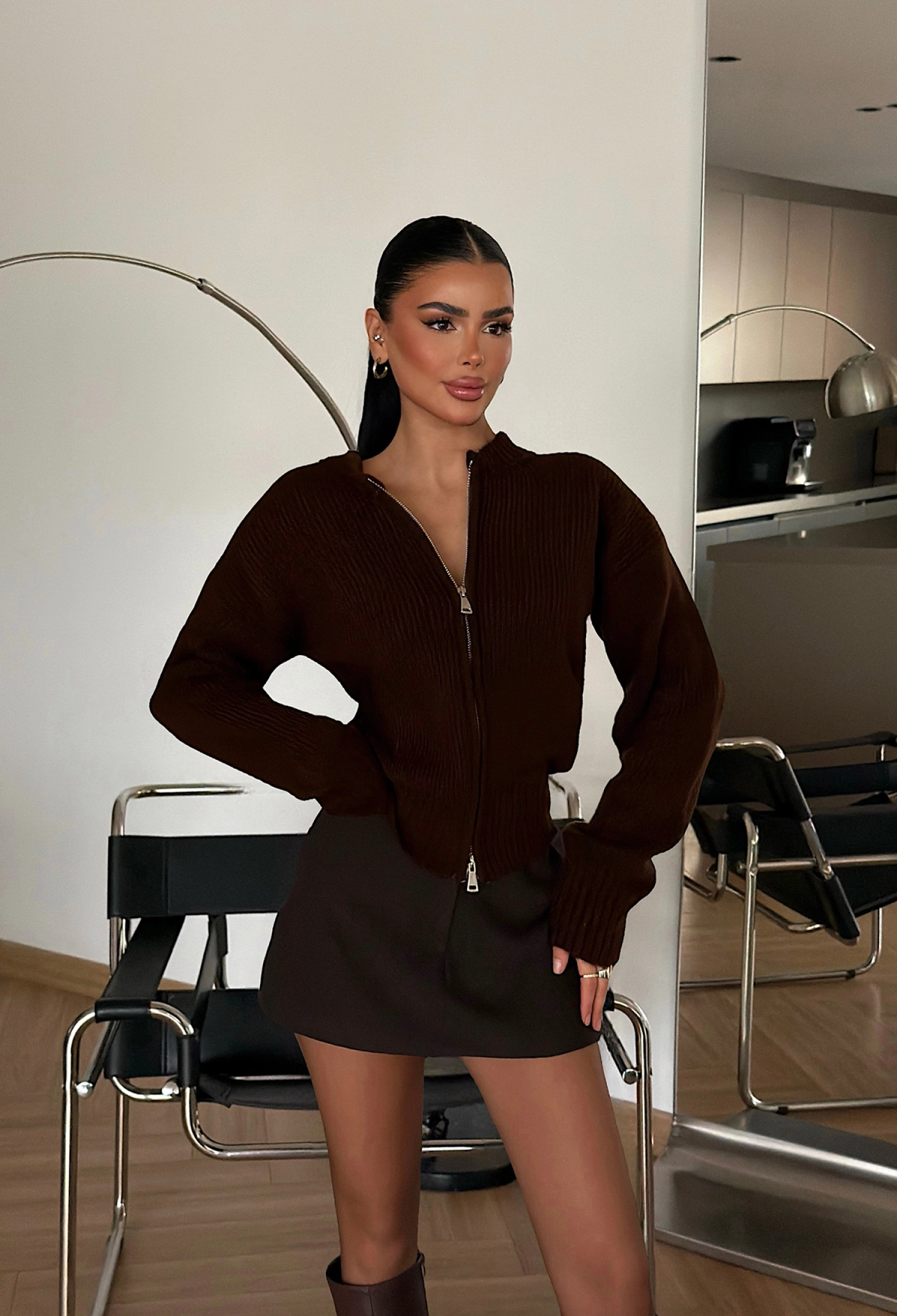 Slim Fit Casual Zip Up Cardigan - Brand: EYYO ATELIER - Women & Kids, Baby Clothes Wholesale - TheBS Women