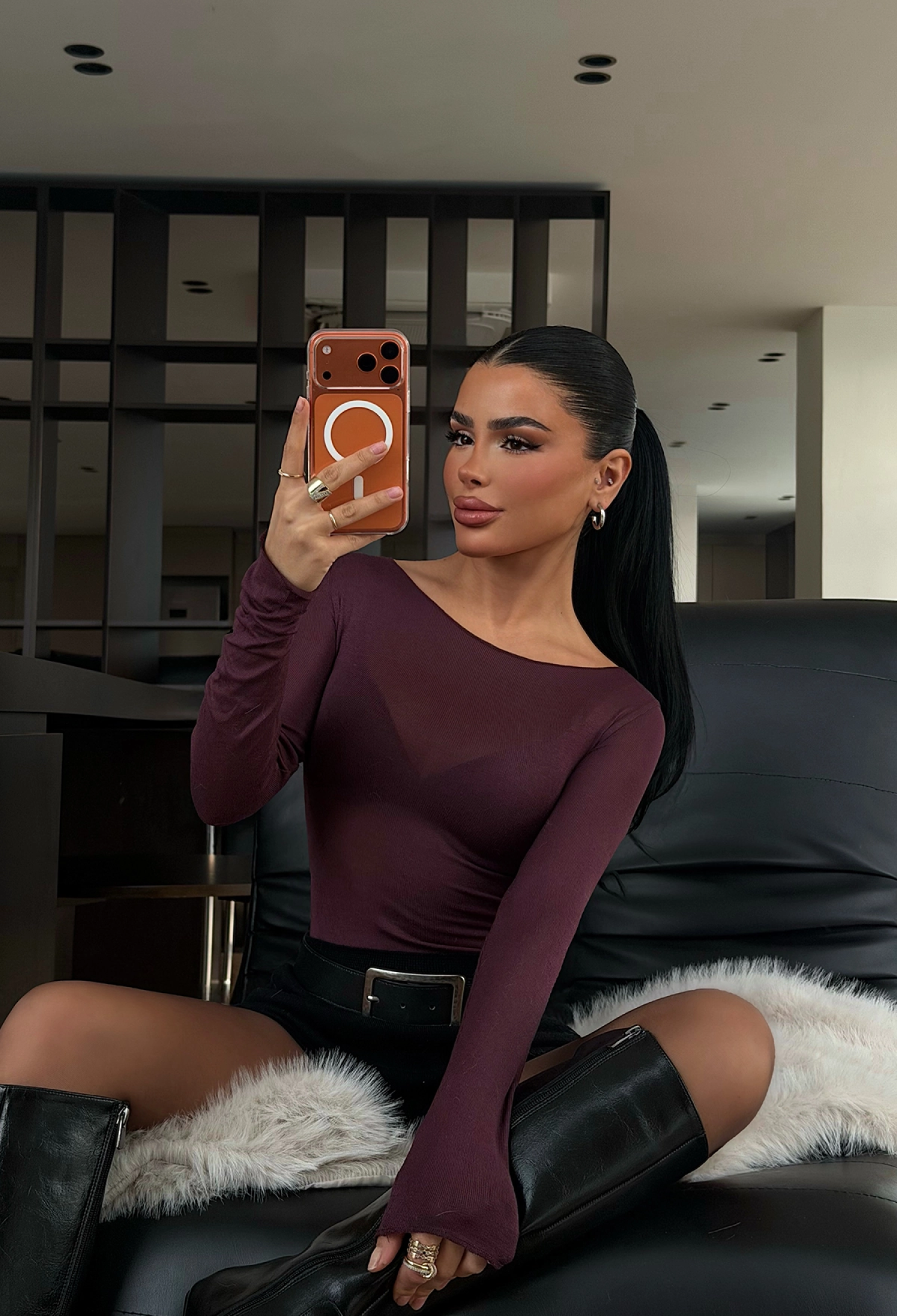 Claret Red Blouse With Boat Neck And Slim Fit - Brand: EYYO ATELIER - Women & Kids, Baby Clothes Wholesale - TheBS Women