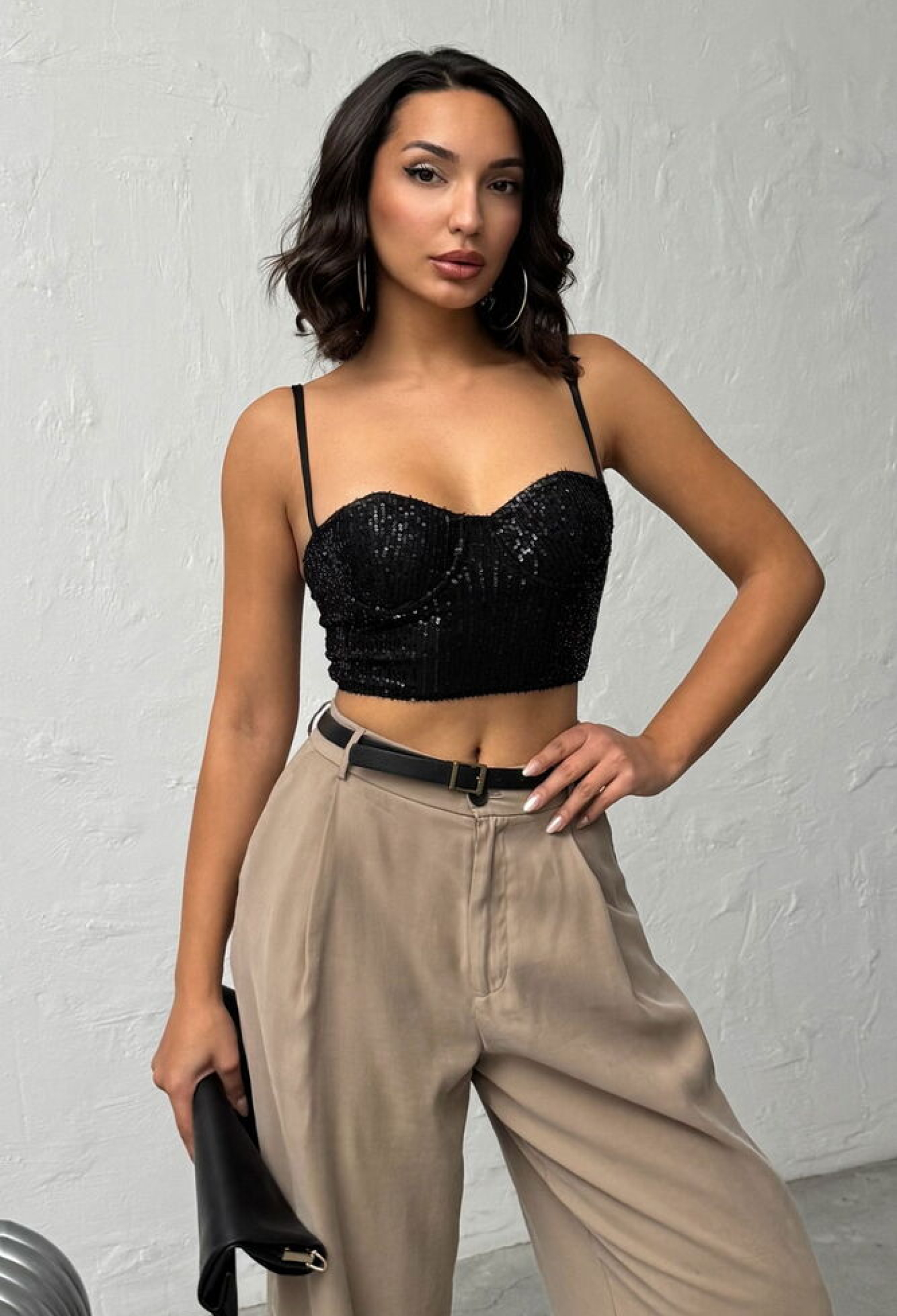 Sequined Sexy Glam Fitted Crop Blouse - Brand: Topshow - Women & Kids, Baby Clothes Wholesale - TheBS Women