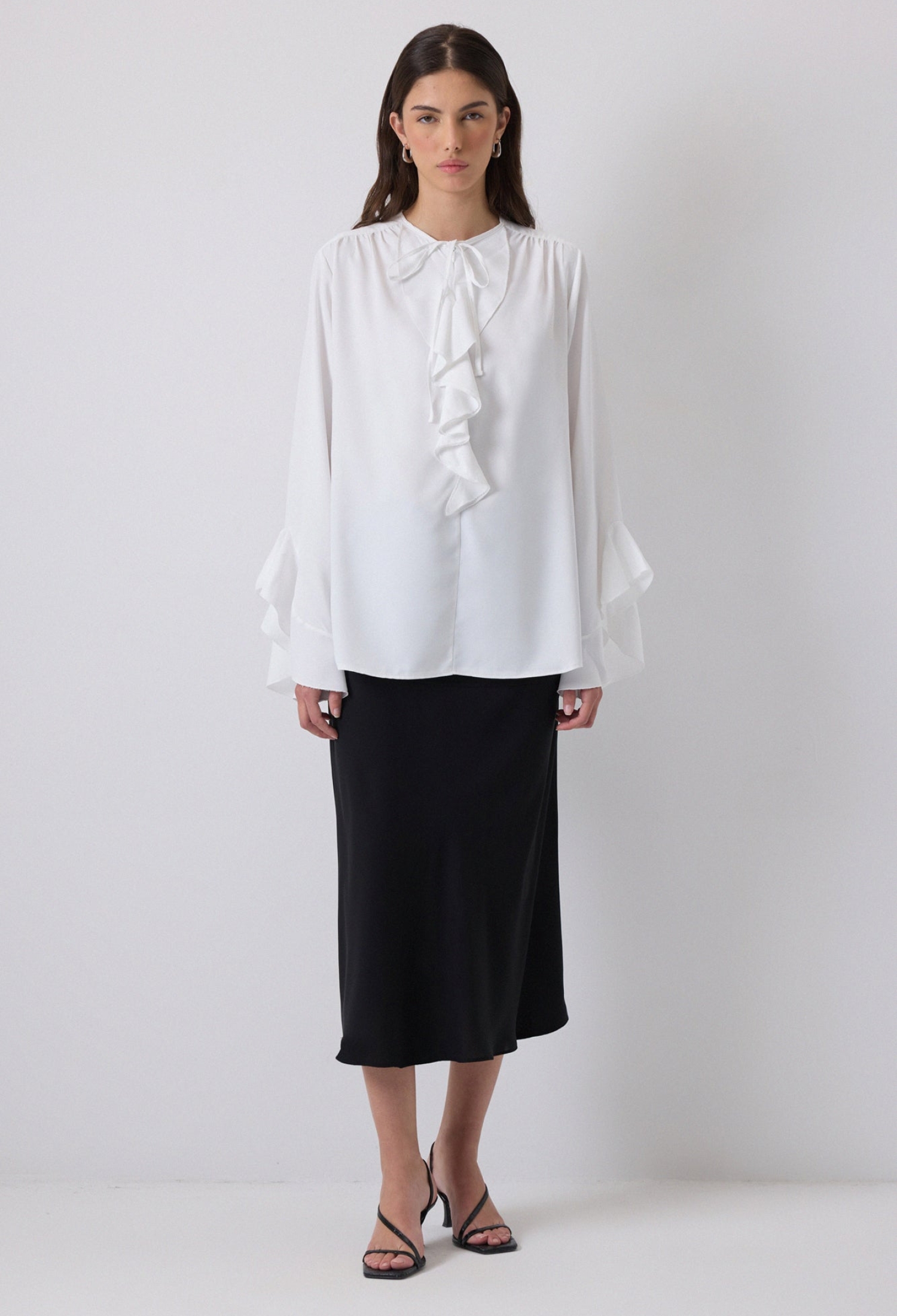 White Elegant Ruffle Sleeve Blouse - Brand: Touche Prive - Women & Kids, Baby Clothes Wholesale - TheBS Women